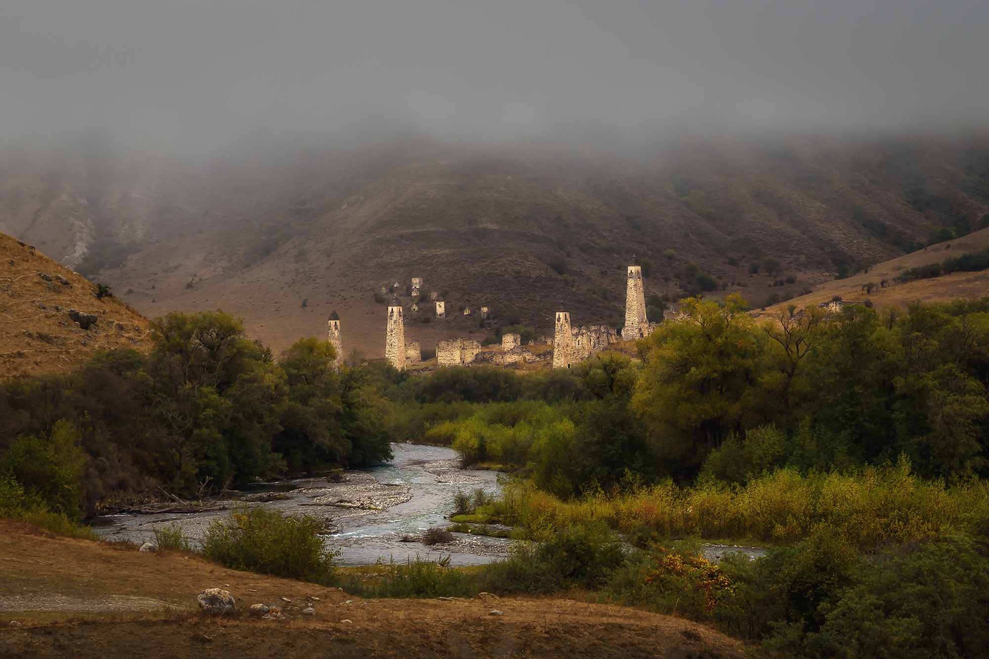 кавказ, ингушетия, горы, башня, башни, крепость, горная река, архитектура, таргим, Zakharov Armen