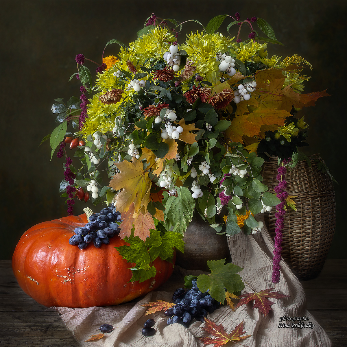 натюрморт, цветы, букеты, осень, тыква, Приходько Ирина