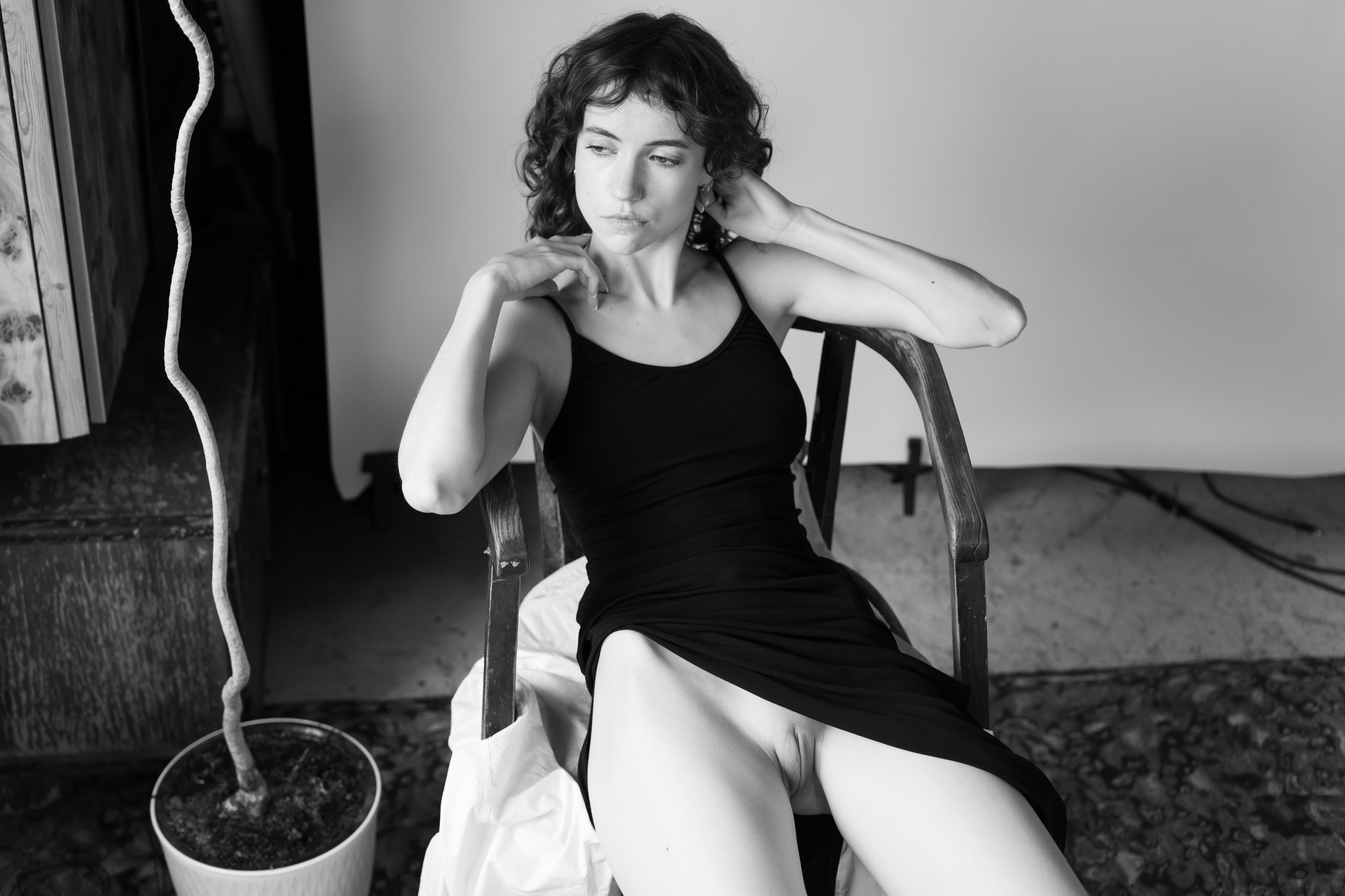 fashion, posing, adult, nude, sensuality, lady, erotic, background, face, breasts, people, portrait, glamour, girl, black, sexy, attractive, pretty, female, model, brunette, hair, beautiful, naked, body, caucasian, beauty, lingerie, elegant, underwear, YA IGOR