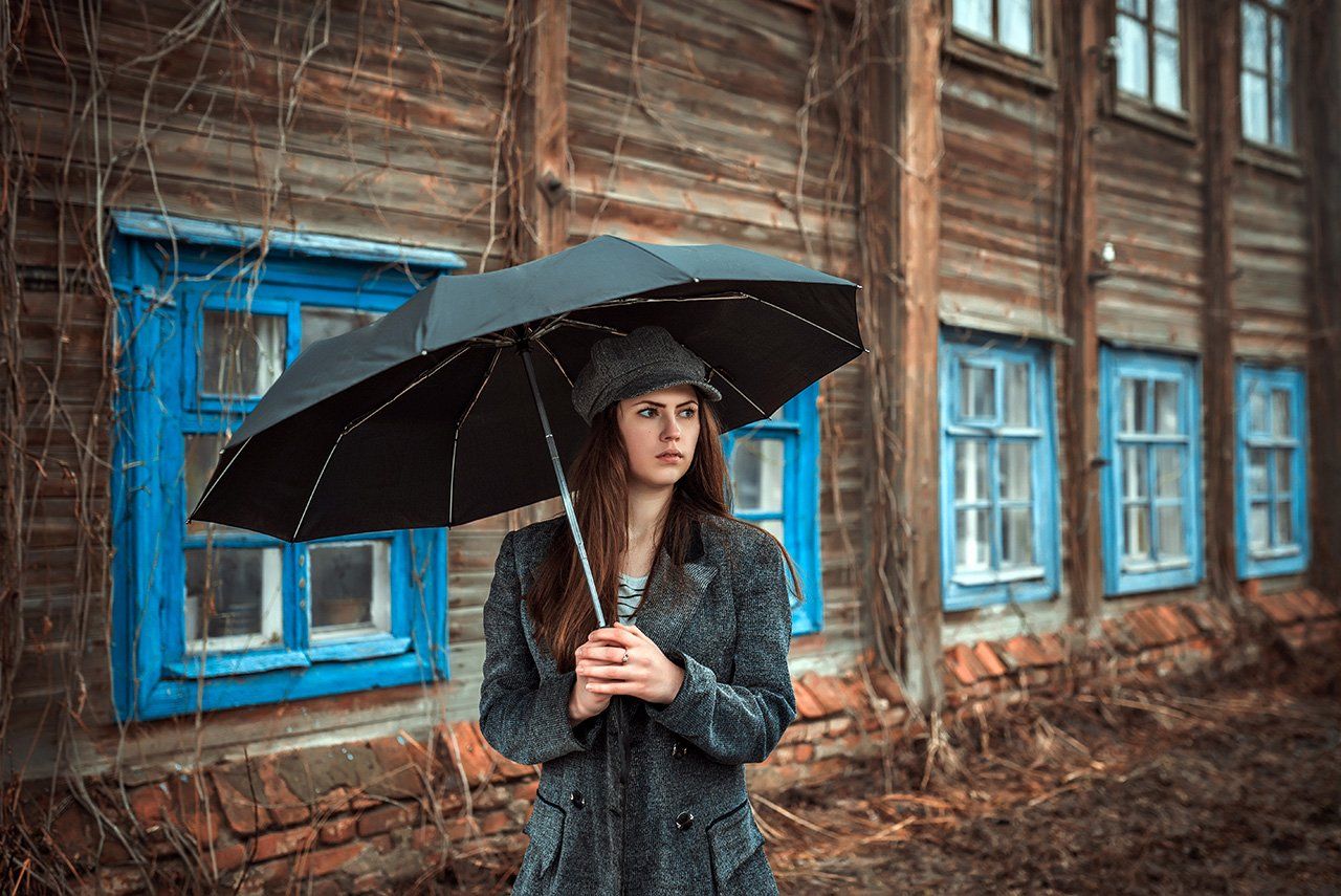 march,девушка,genre,зонт,старый дом,портрет,provincial,girl,umbrella,old house,, AlexeyAsoskov
