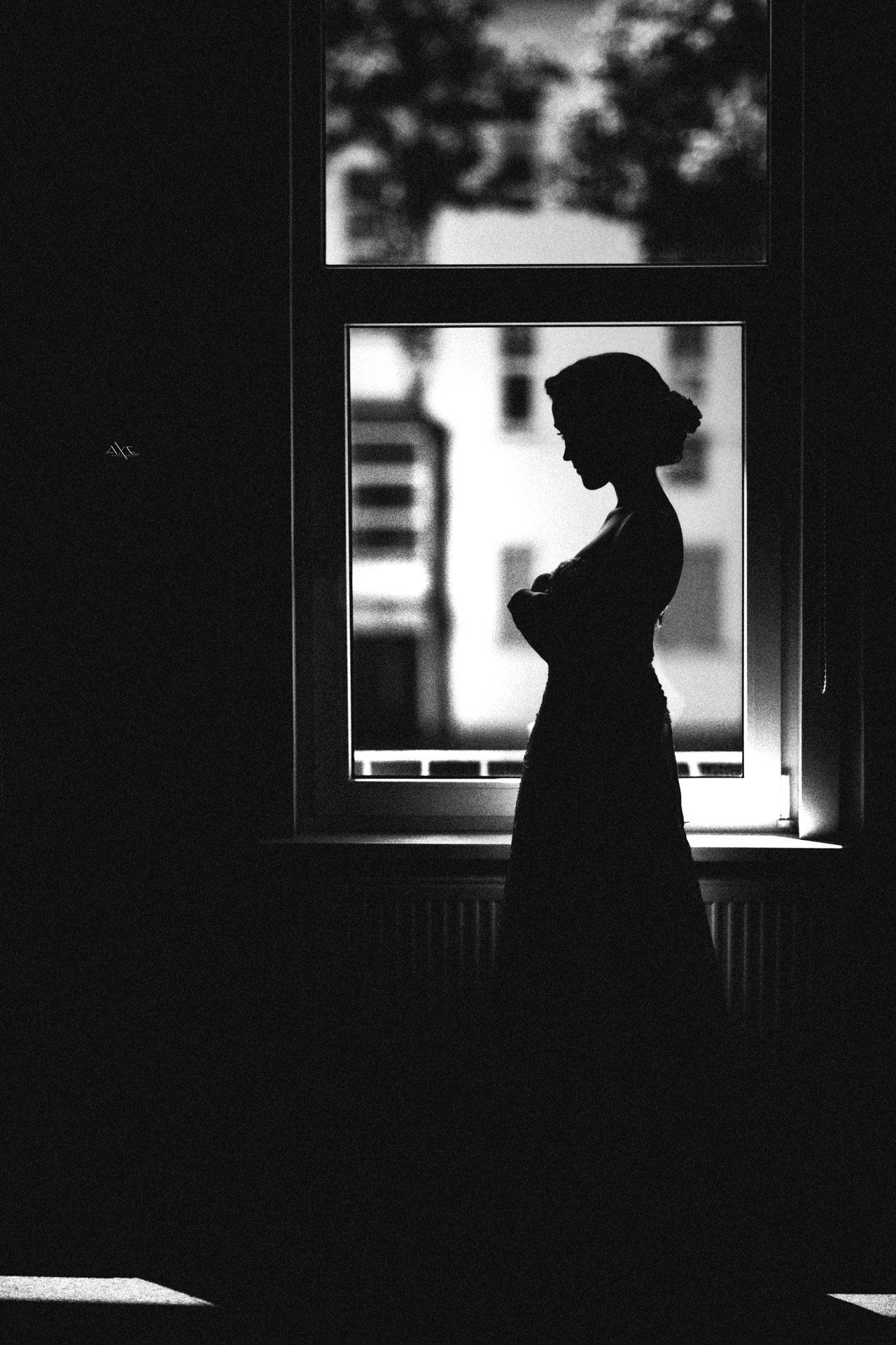 Beauty, Black and white, Bride, Natural light, Portrait, Window, Woman, Руслан Болгов (Axe)