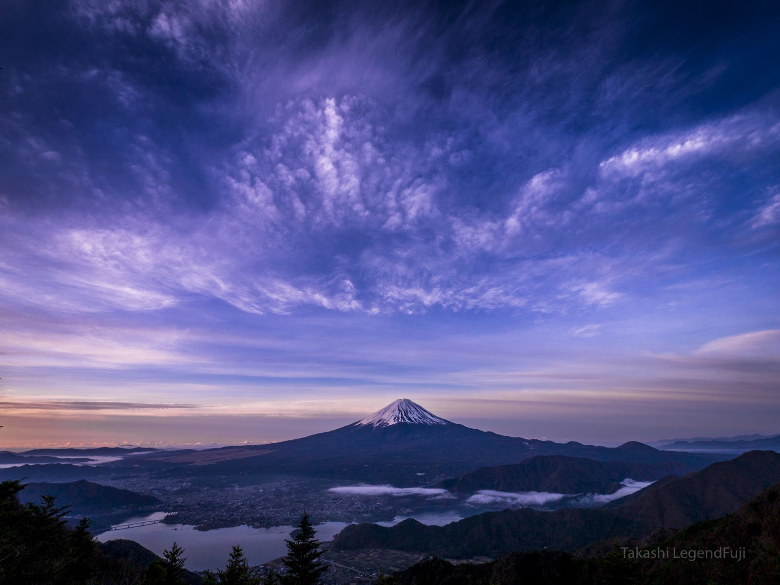 fuji,mountain,japan,lake,sky,cloud,blue,purple,, Takashi