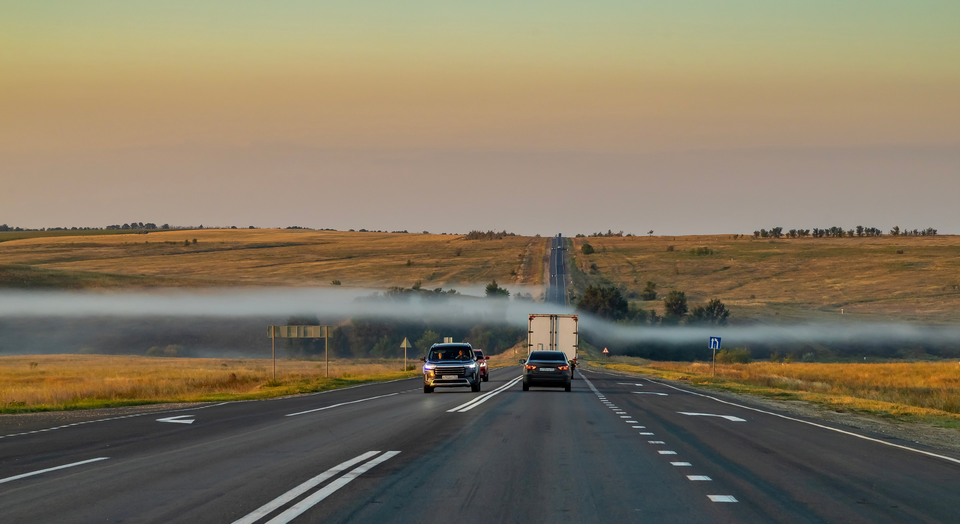 утренний туман, дорога, путешествие, природа, волгоградская область, Подосинников Максим