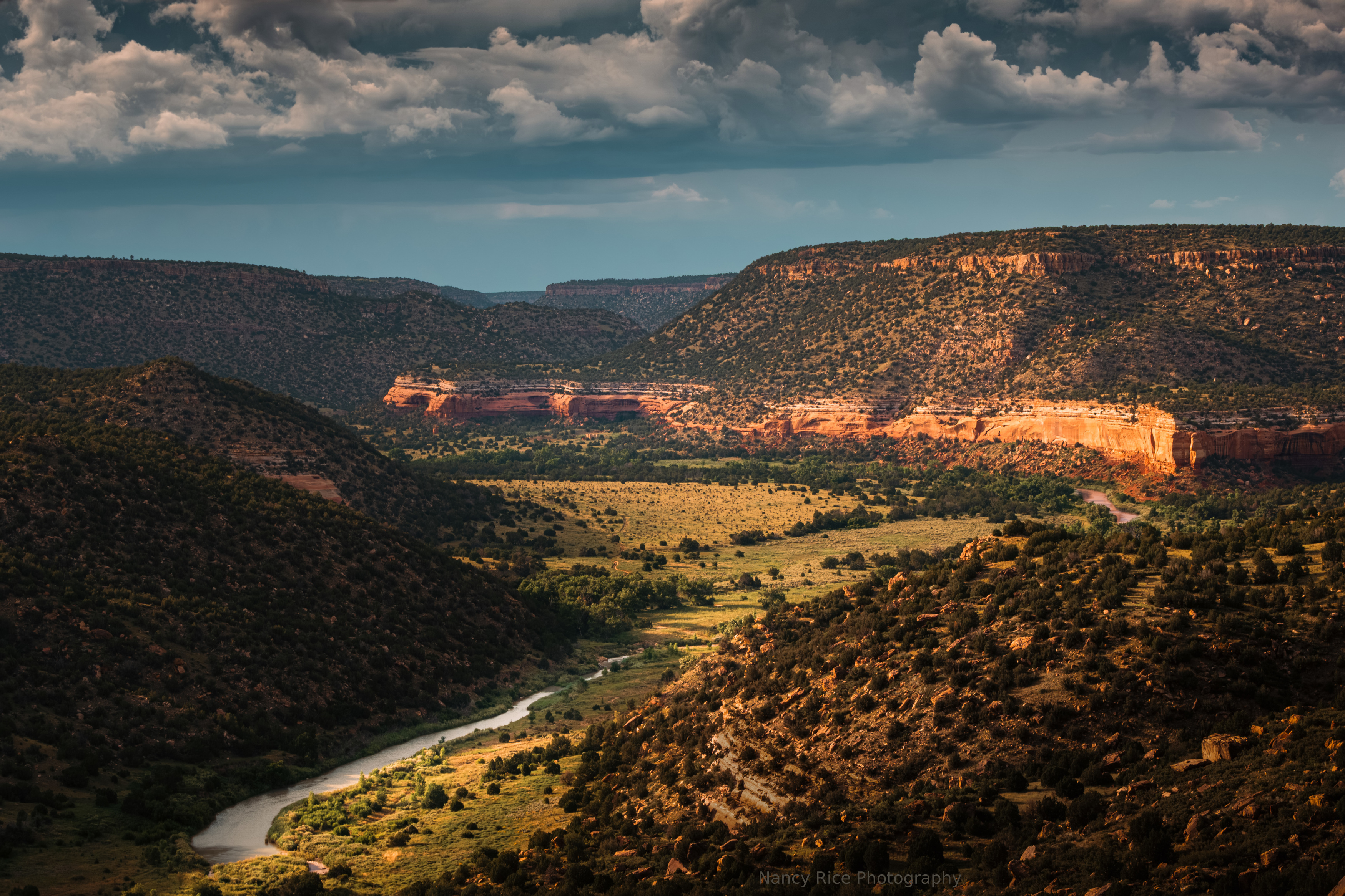 new mexico, usa, landscape, summer, nature, outdoors, clouds, storm, canyon, river, canadian river, Nancy Rice