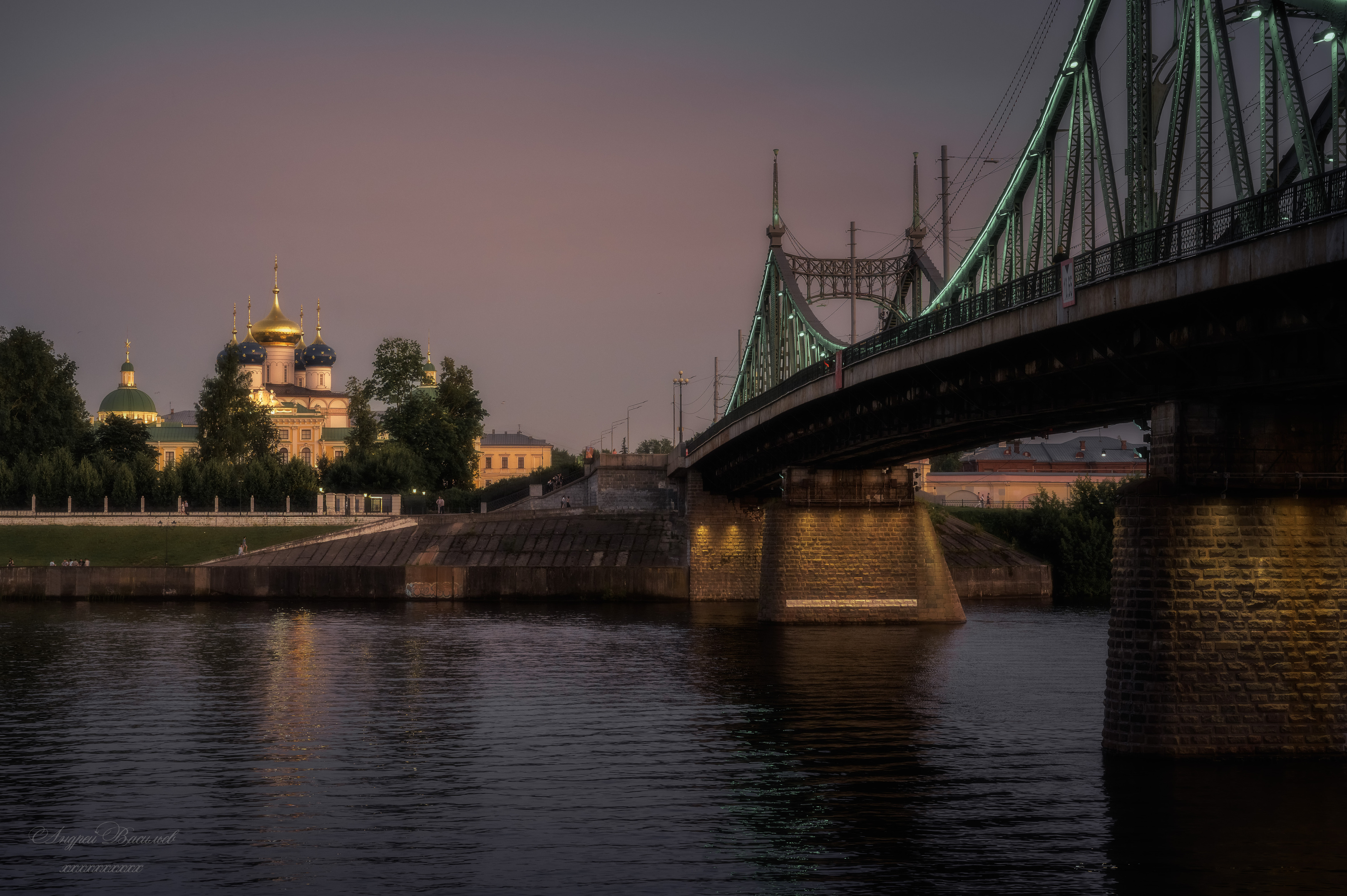 городской пейзаж, архитектура, соборы, мосты, города на реке волге, Тверь, Васильев Андрей