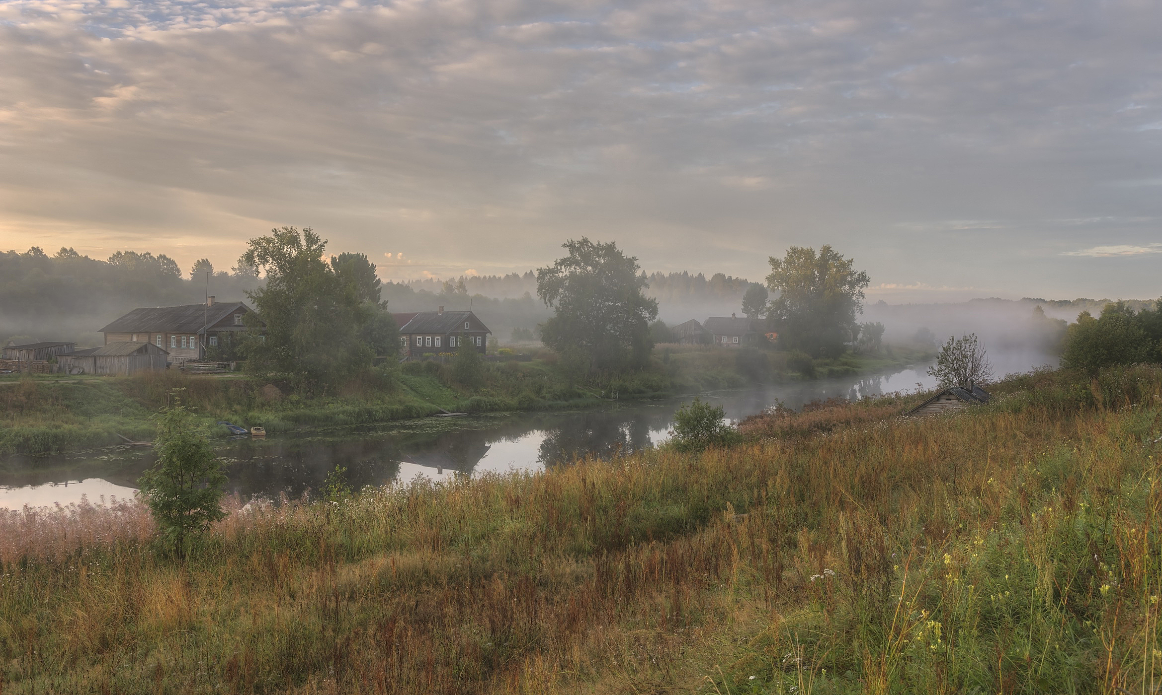 вечер, деревня, река, Гармашов Сергей