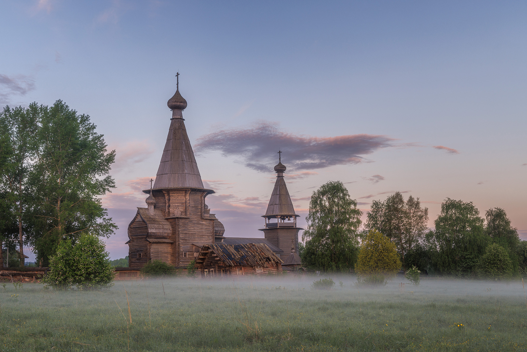 филипповская, кенозерье, утро, туман, церковь, деревянное зодчество, Морозов Сергей