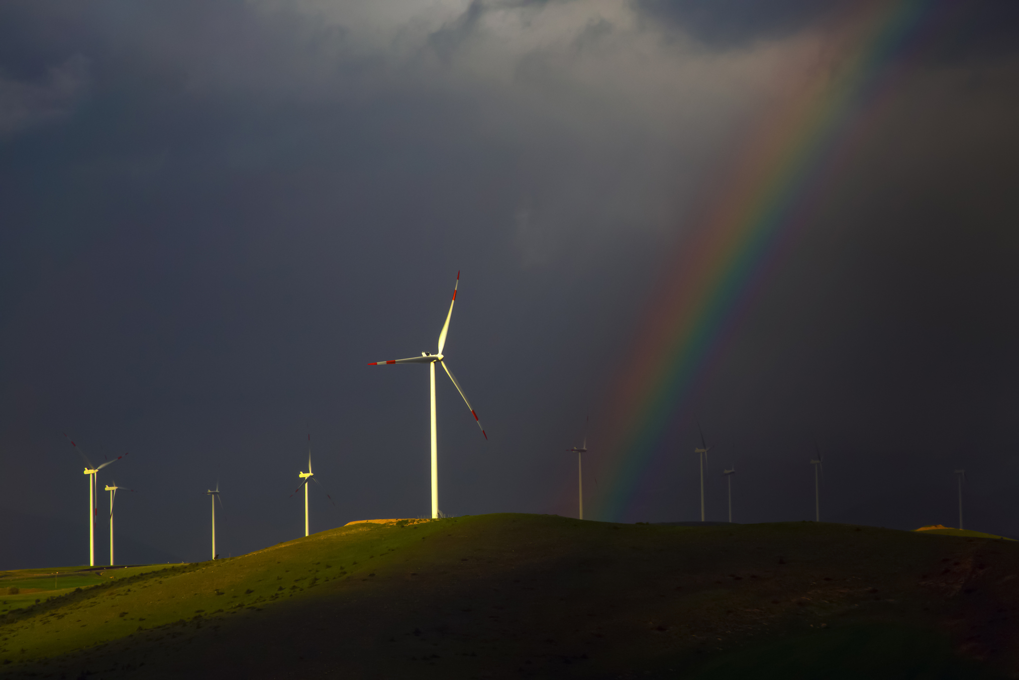 радуга ветряк пейзаж, Мурзинов Виктор