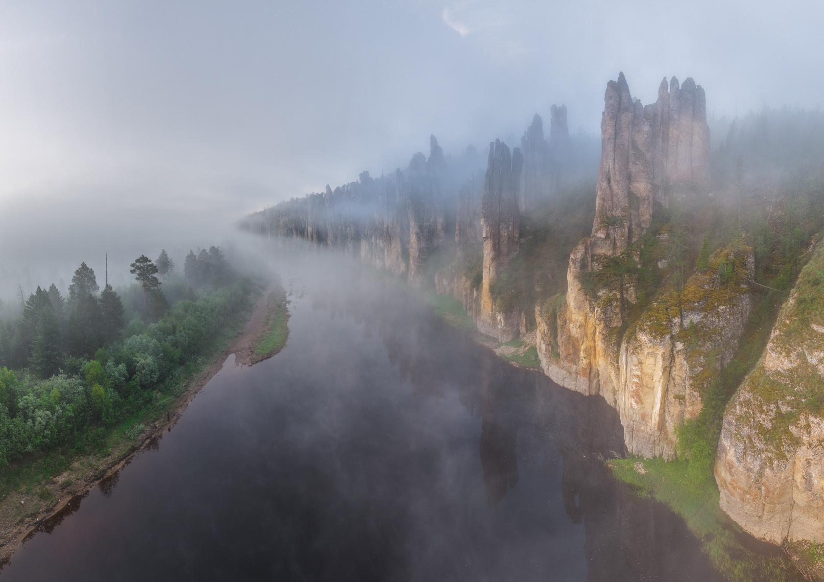 якутия, синские столбы, река, лето, природа, россия, восход, пейзаж, сибирь, туман, yakutiya, river, summer, nature, russia, sunrise, landscape, siberia, fog, Алексей Королёв