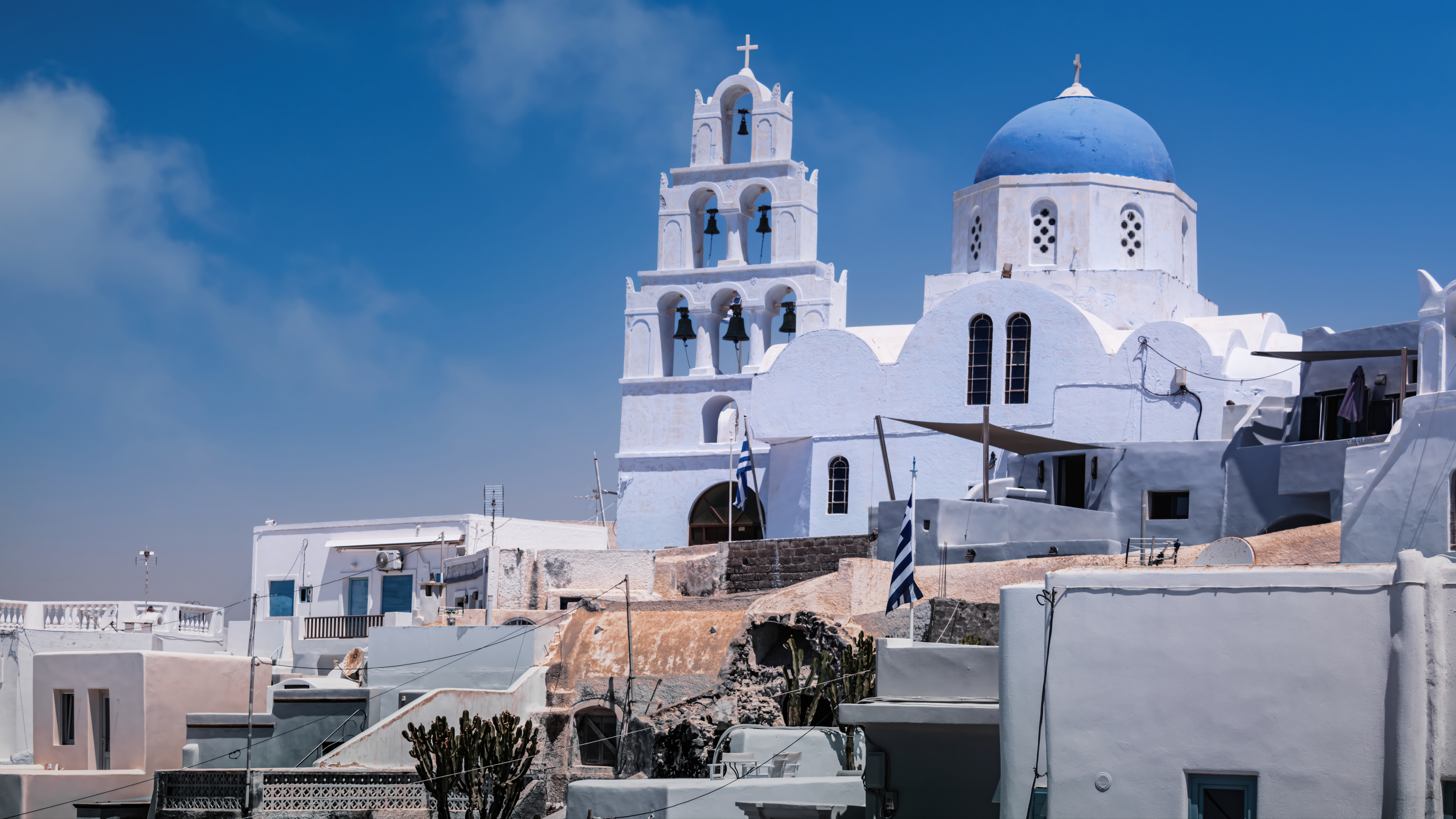#Town #Roof #Evening #Dusk #Mountain Village #Church #Pyrgos #Santorini #Thira, Shpek Andrey