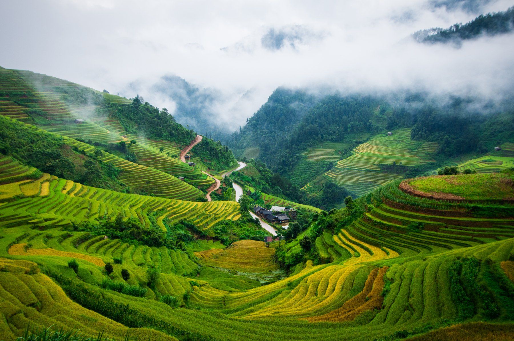 Beautiful, Clouds, Field, Fog, Landscape, Mountains, Nature, No, Northwest of Vietnam, Sky, South east asia, Valley, Vietnam, Way, Nguyen Trung Duc