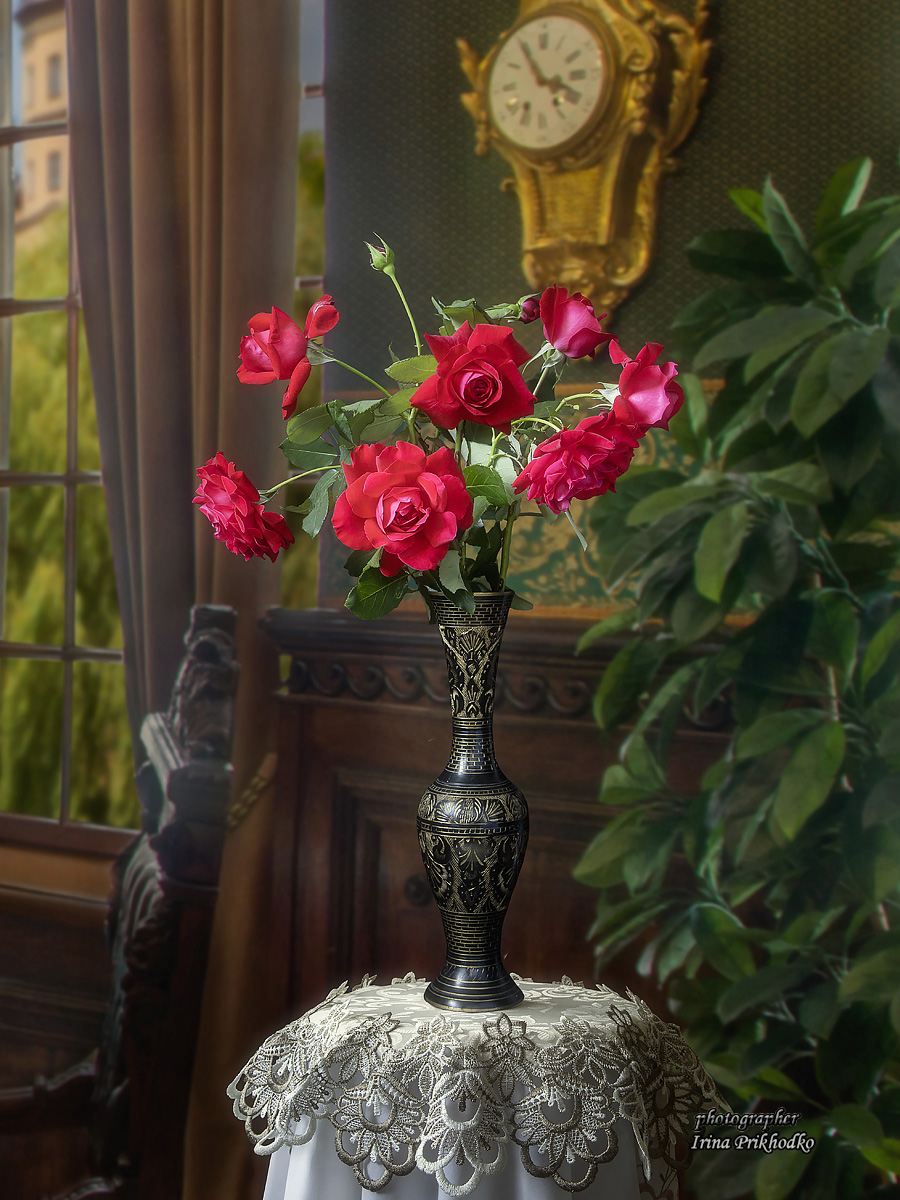 натюрморт, цветы, букеты, розы, интерьер, Приходько Ирина
