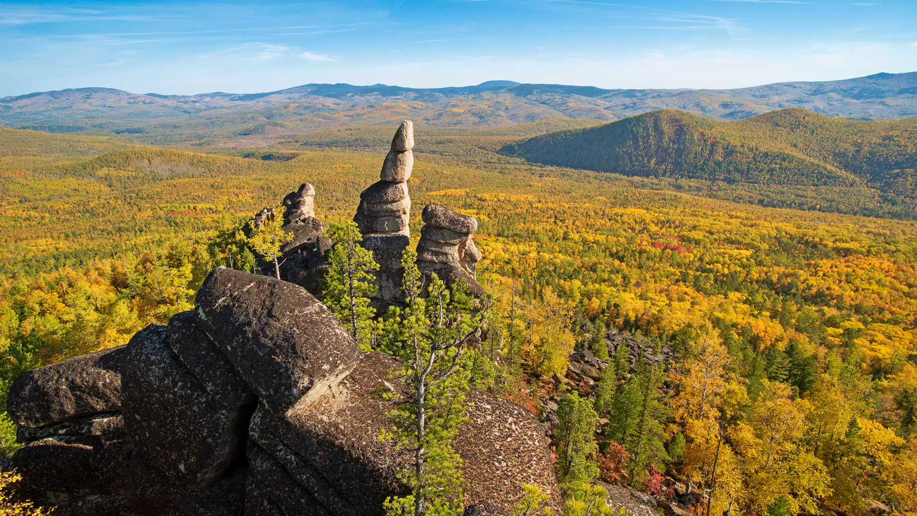 кутурчинское, белогорье, горы, саяны, утро,  скалы, осень, буратинка, Мальцев Юрий