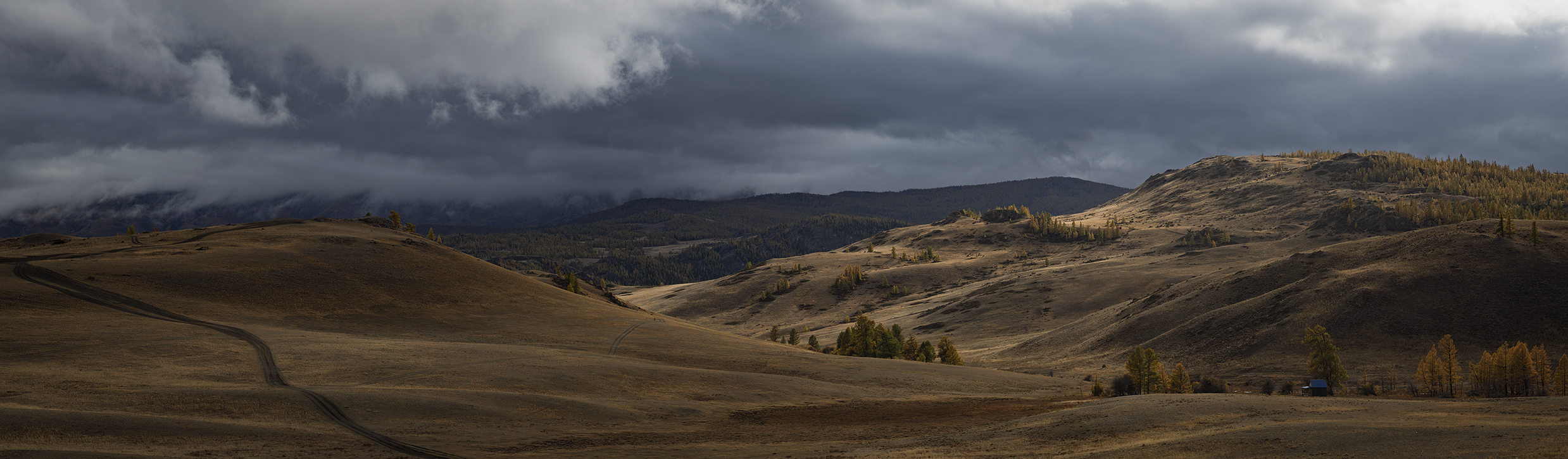 алтай, сопки, горы, тучи, облака, осень, дорога, Игорь Токарев