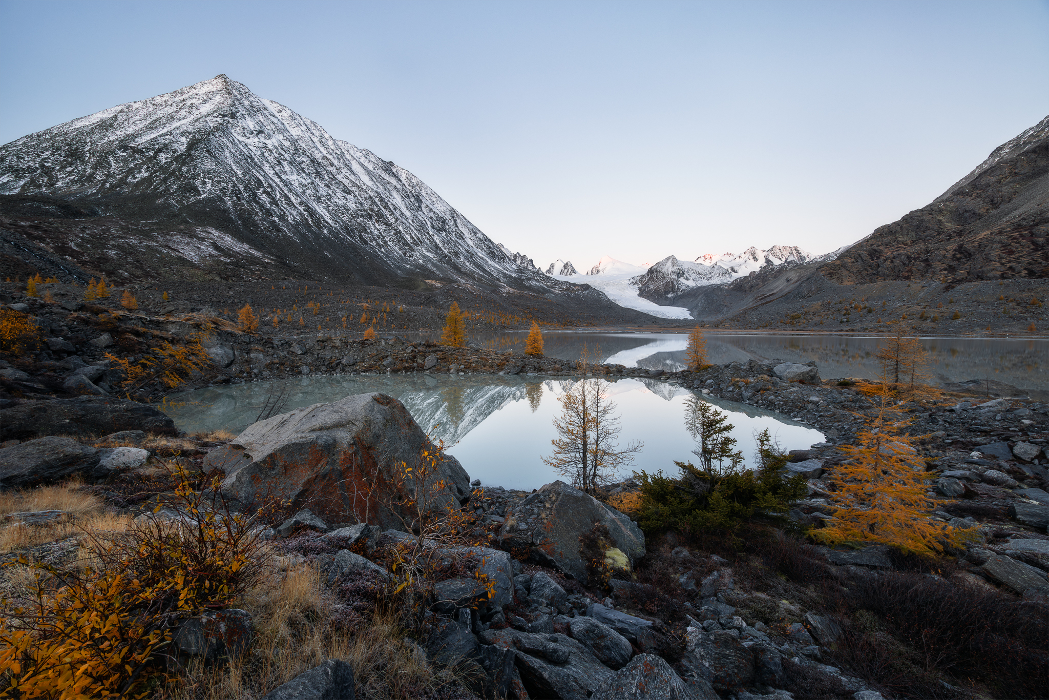 алтай, аккол, аккуль, рассвет, софийский ледник, горный алтай, республика алтай, осень, южно-чуйский хребет, Телешов Александр
