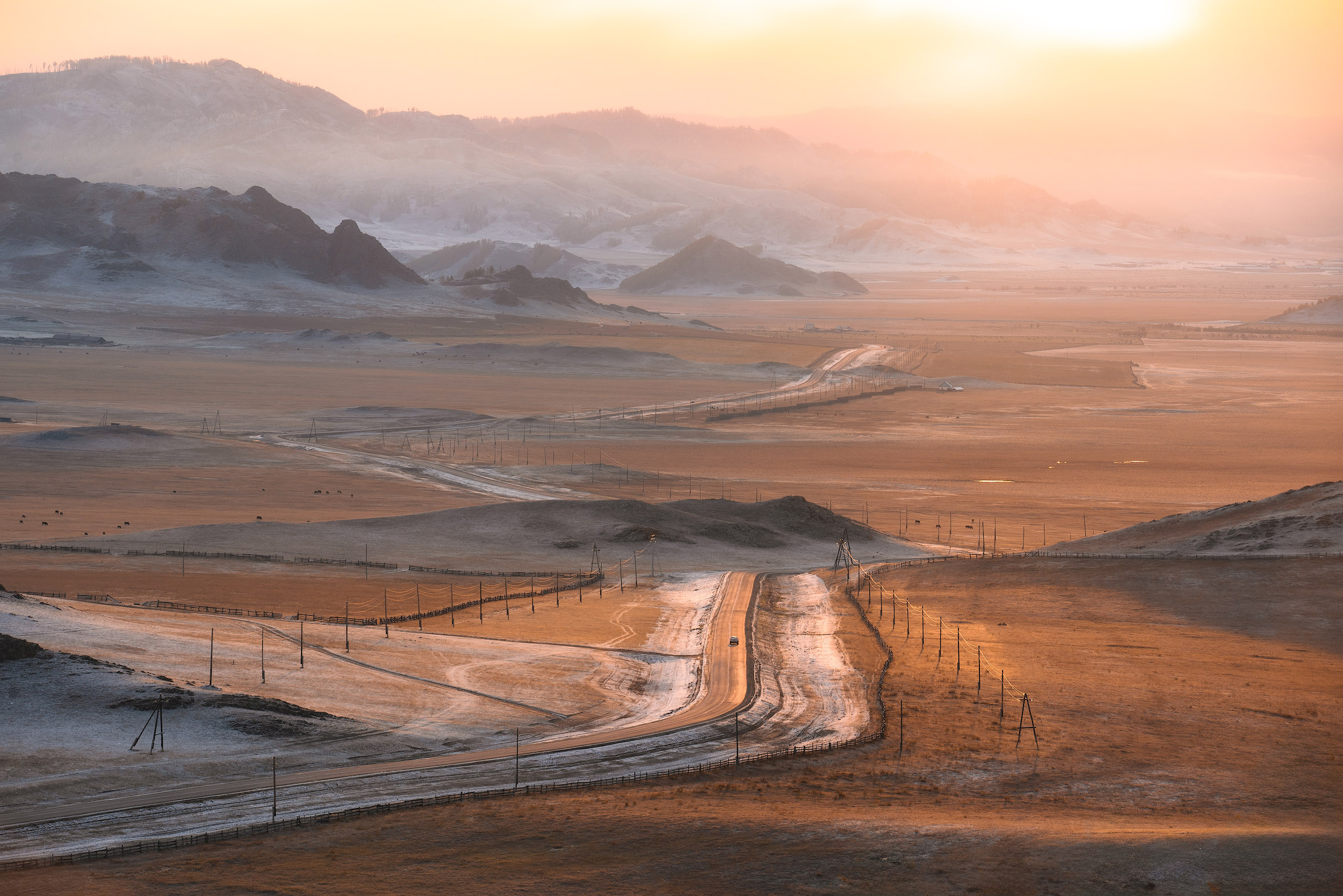 altay, autumn, sunrise, mood, road, Алексей Вымятнин