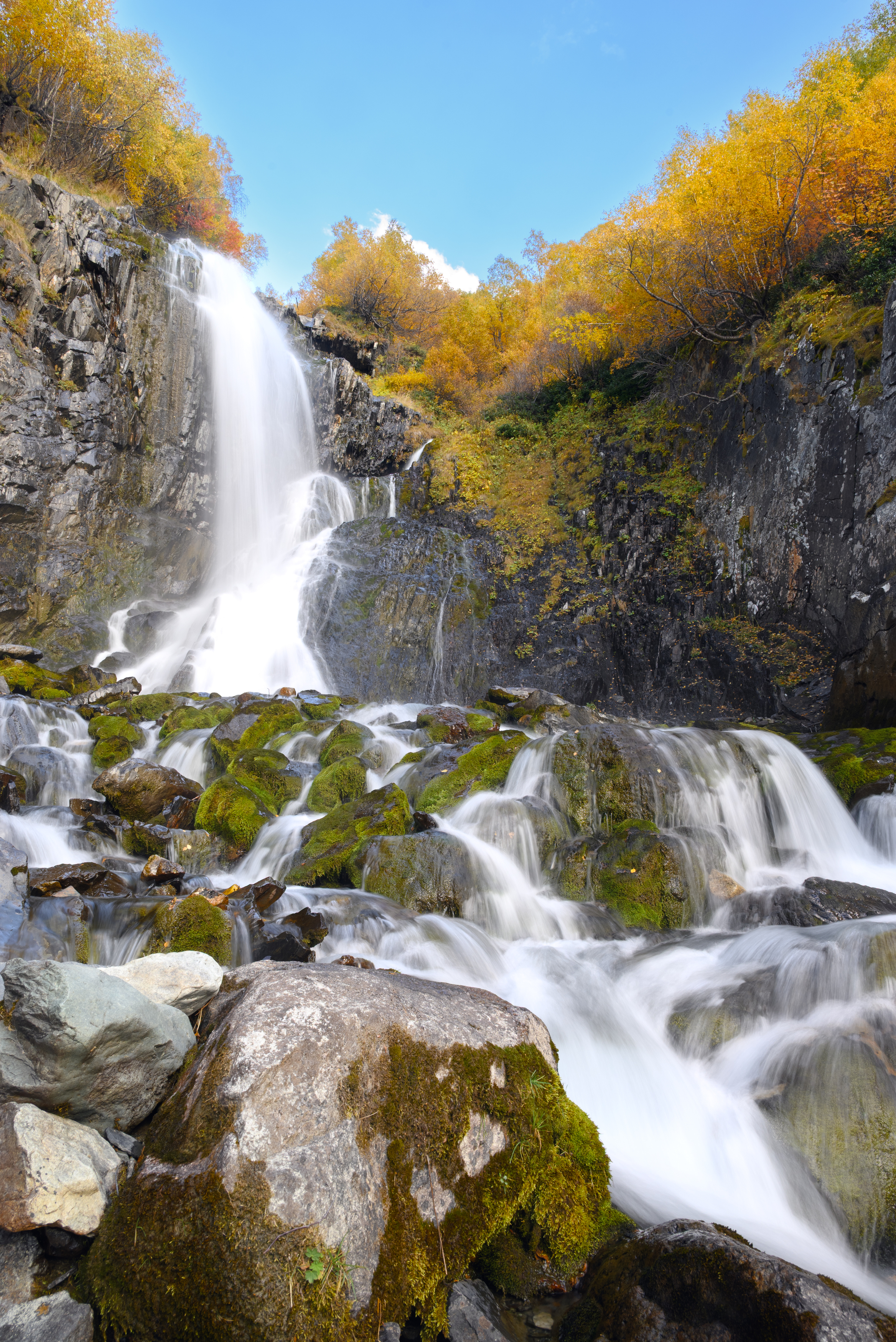 осень, водопад, Домбай, Кавказ, Пустынников Михаил