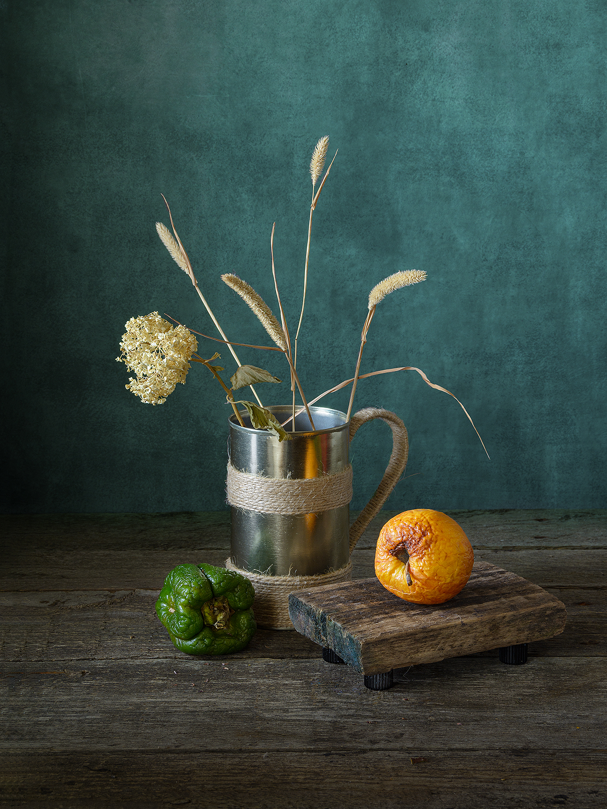 кружка, сухоцветы, яблоко, перец, подставка, Алексей Бычков