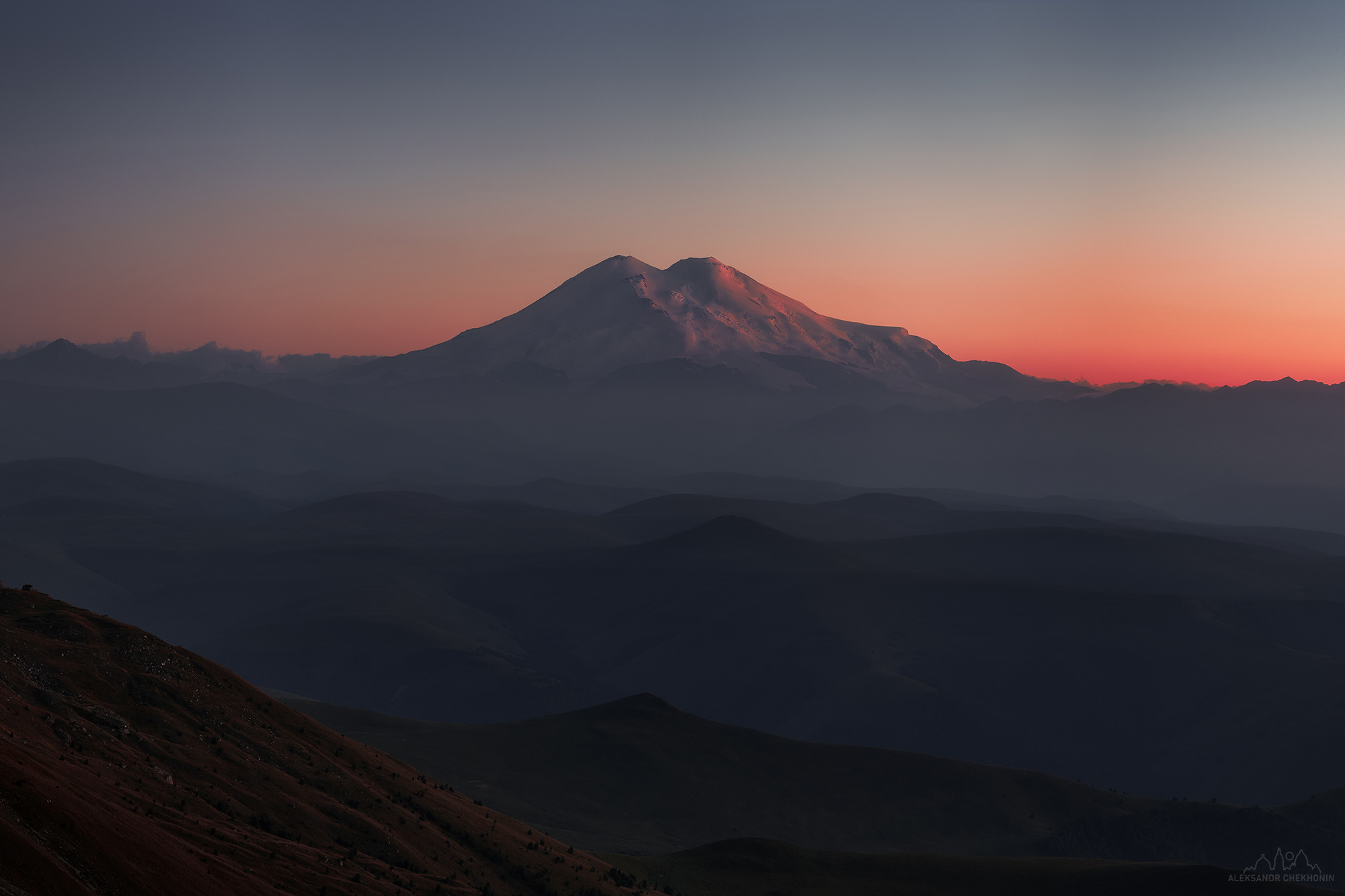 Кавказ, Эльбрус, закат, Чехонин Александр