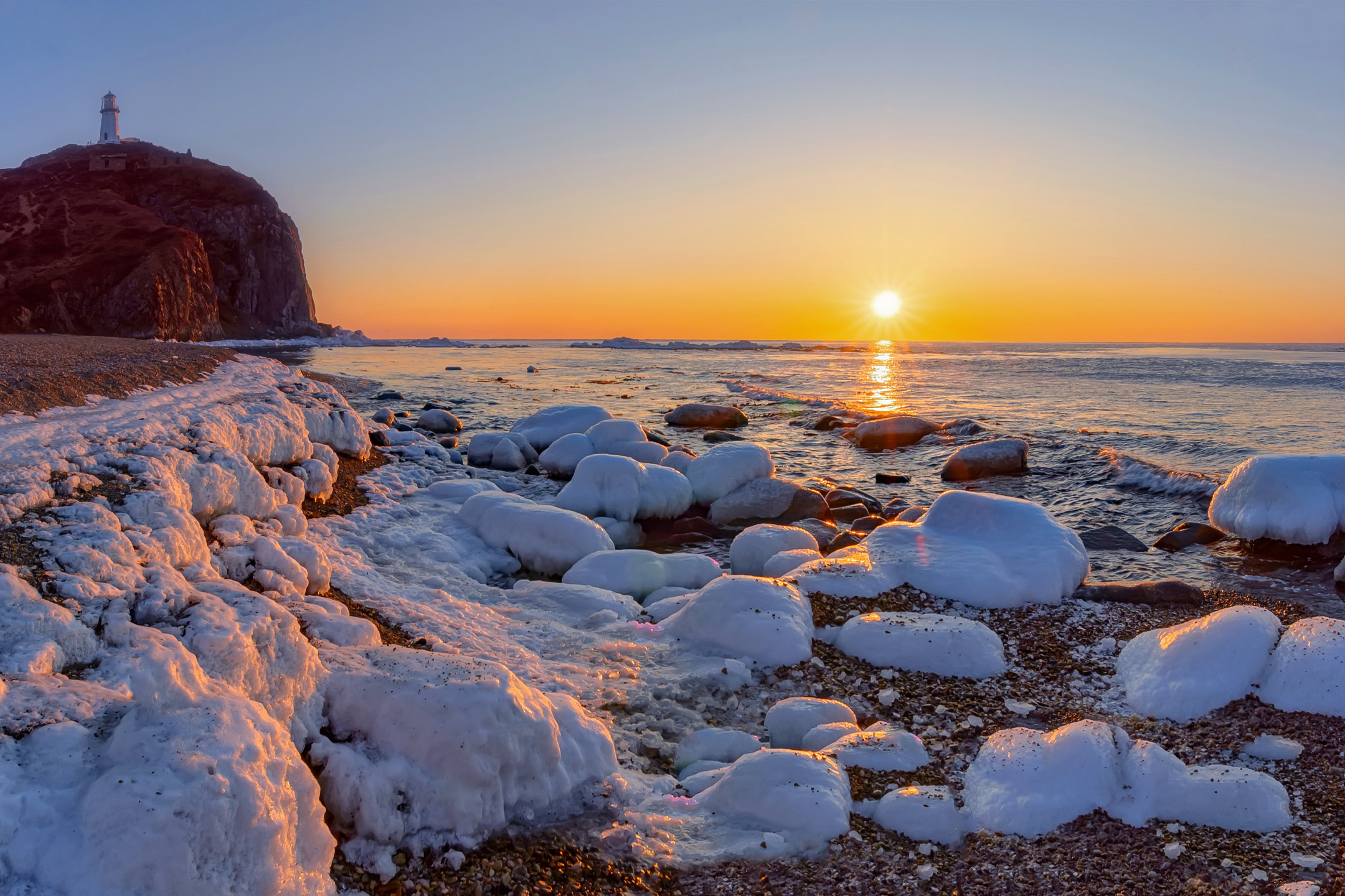 море, лед, зима, мысбринера,  GeorgyPrimoretz