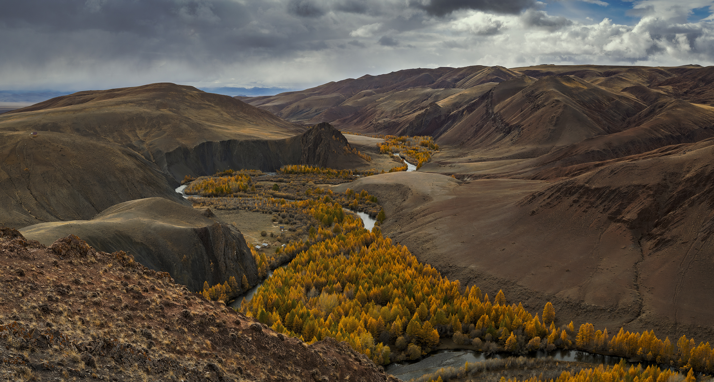 алтай, осень, долина, река, горы, Игорь Токарев