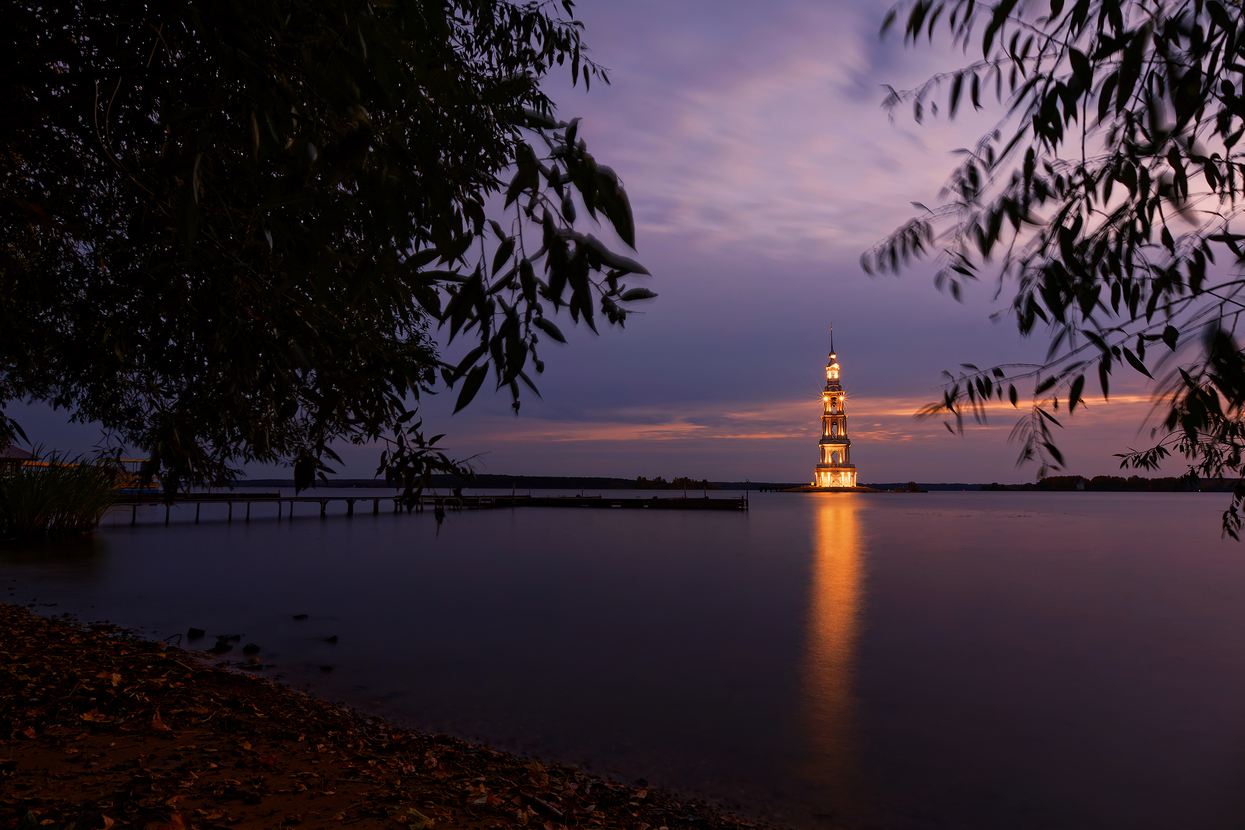 Калязин, колокольня, восход, Волга, Кочкин Владимир