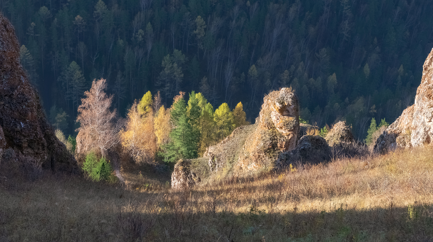осень, склон, торгашинский хребет, скалы, Марина Фомина