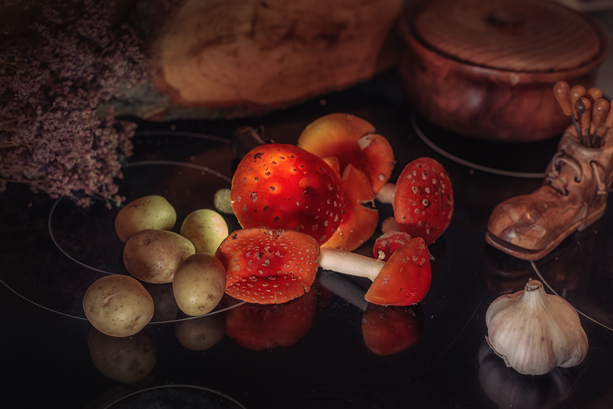 мухомор деревянная посуда,  Мария