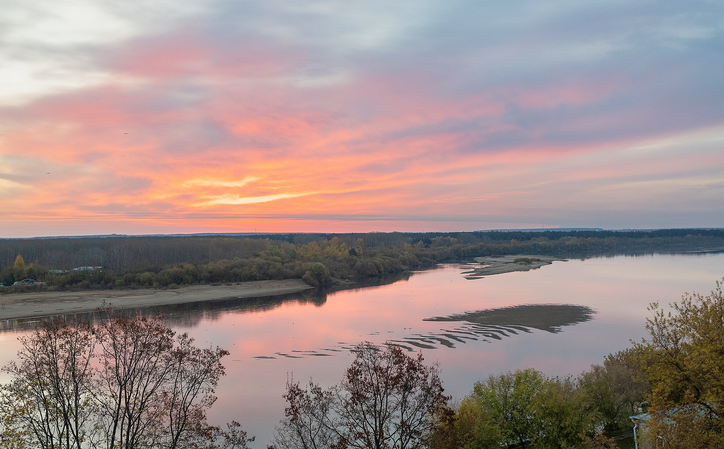 рассвет, река, утро, осень, остров скелета рыбы, Широких Александр
