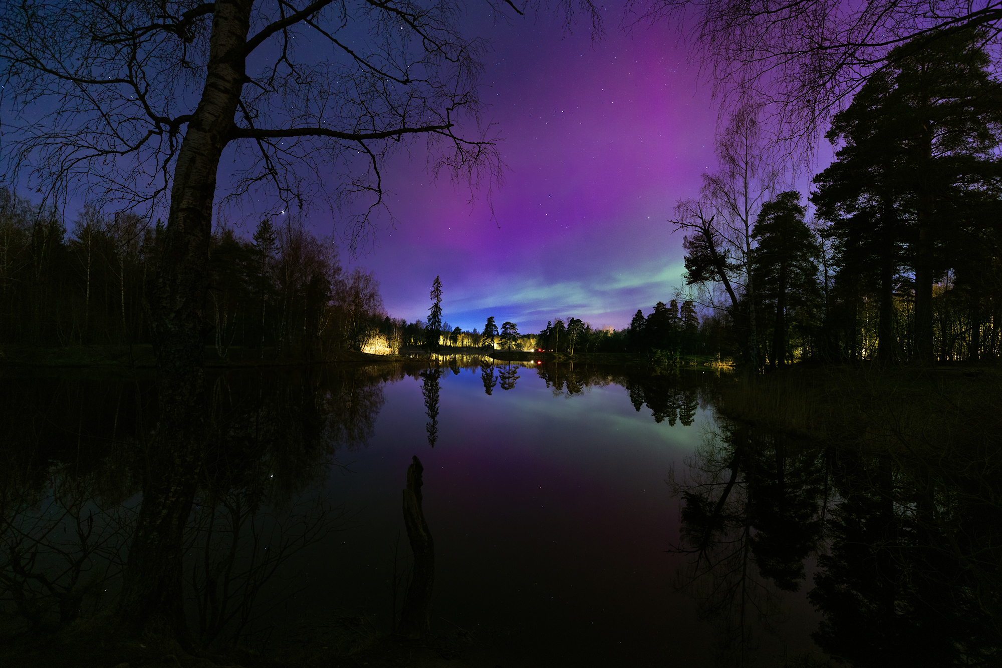 Ломоносов, полярное сияние, город, Dmitry Yudchenko