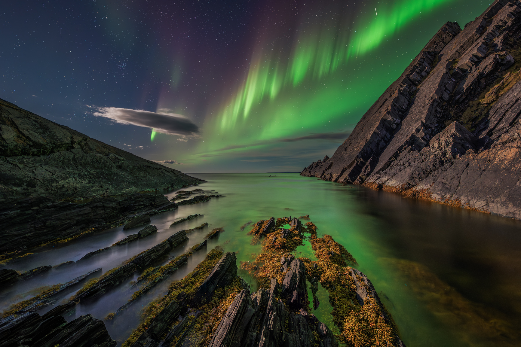 мурманская область, полуостров рыбачий, рыбачий, россия, аврора, полярное сияние, баренцево море, ночь, море, скалы, север, арктика, заполярье, murmansk region, rybachy peninsula, russia, aurora, northern lights, barents sea, night, sea, rocks, north, arc, Алексей Королёв
