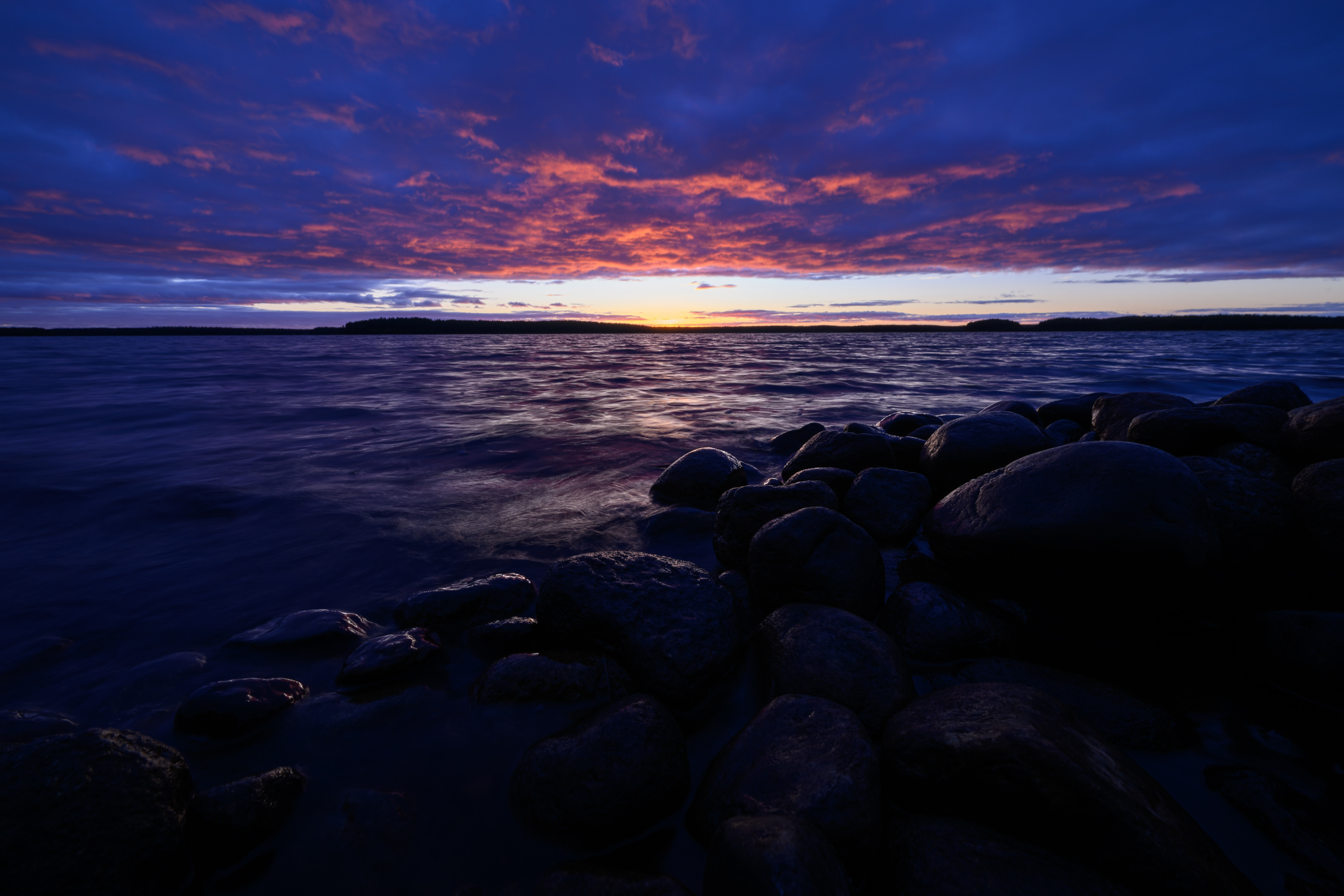 water, seaside, sea, lake, rock, sunset, sunrise, light, clouds, waves, shore, coast, reflection, Андрей Козлов