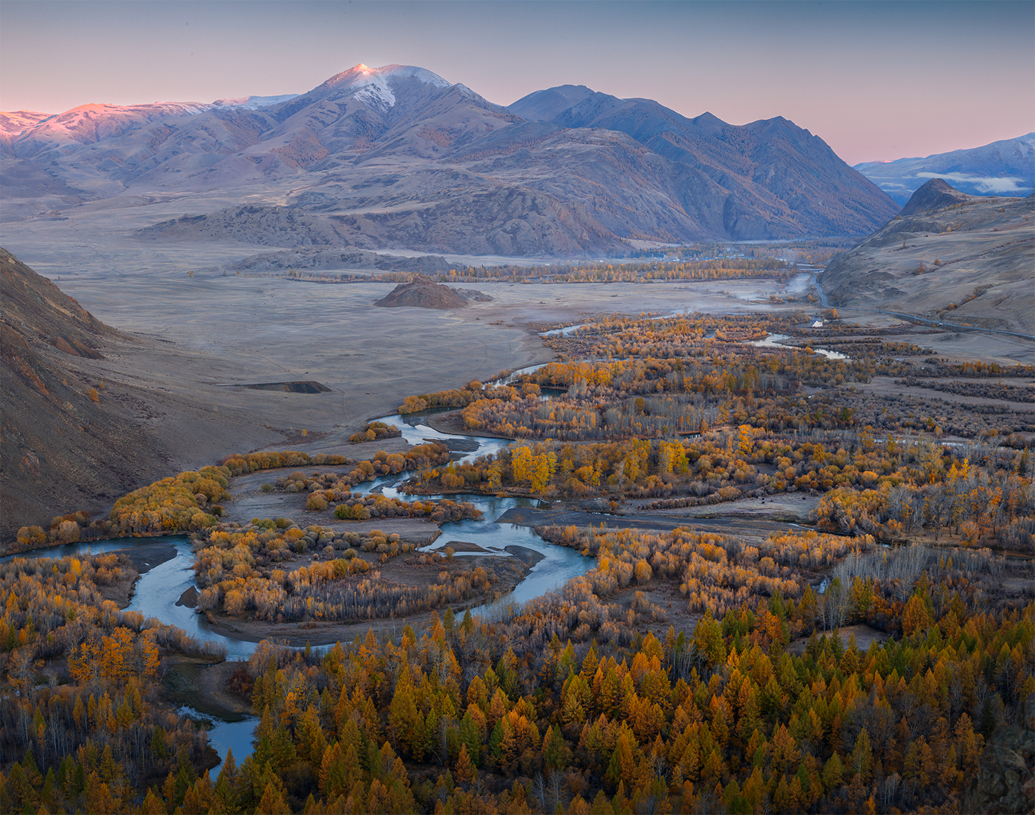 алтай, осень, рассвет, река, красная горка, Сергей Буторин