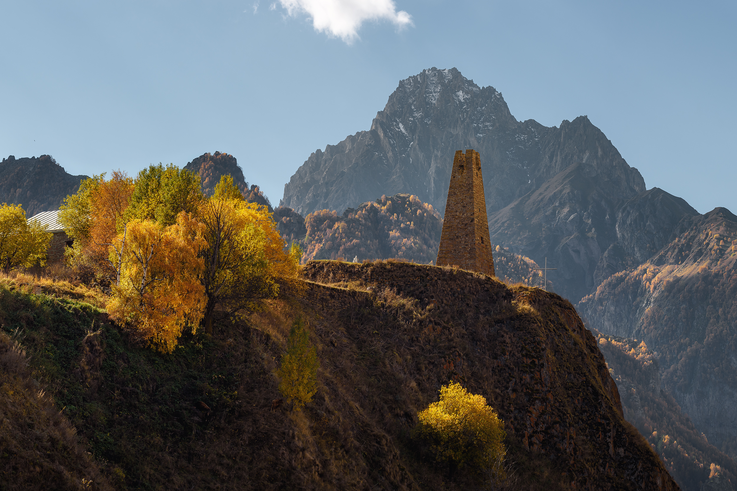 кавказ, горы, грузия, georgia, горный пейзаж, осень в горах, башня, осень, Zakharov Armen