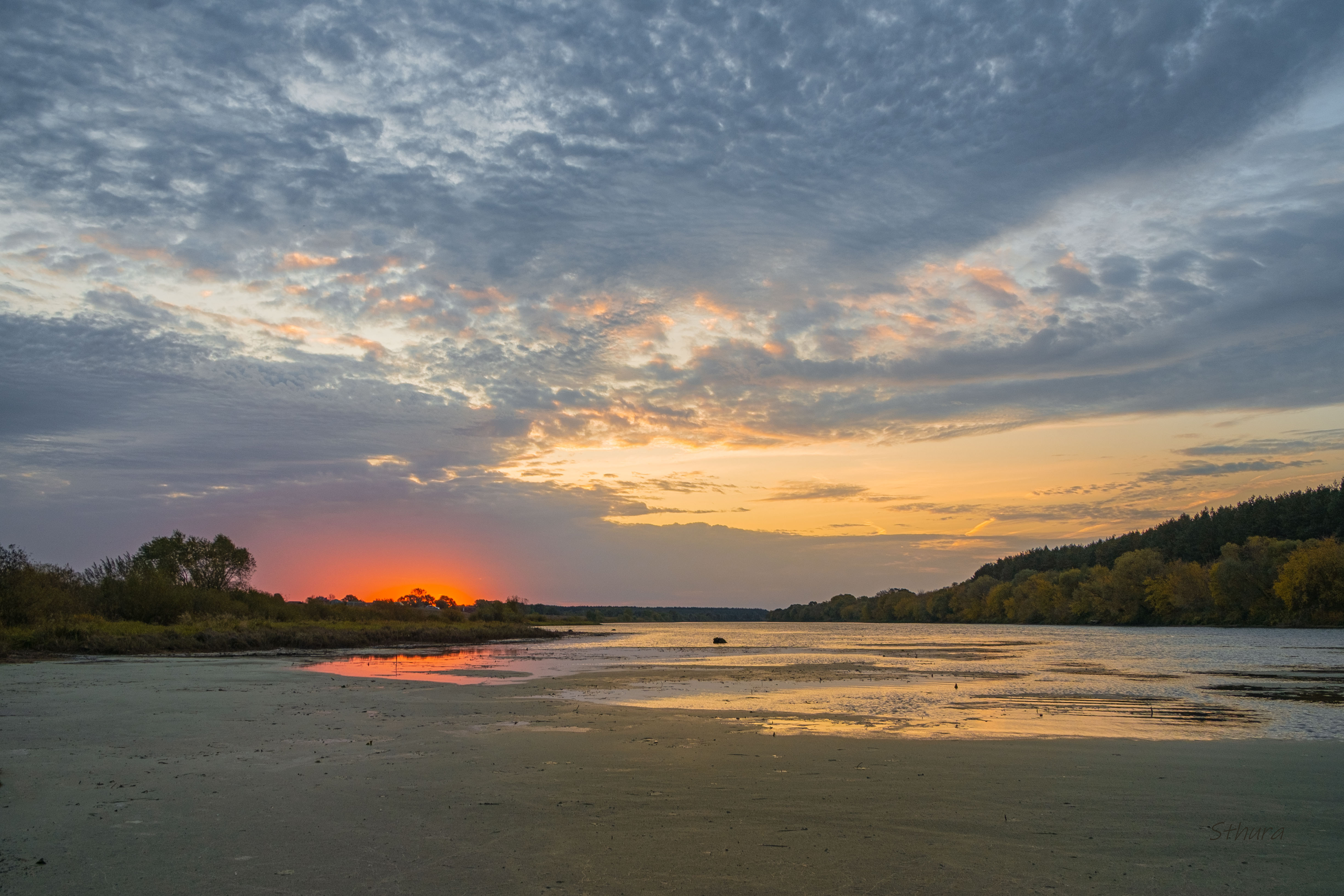 осень утро озеро облака природа пейзаж, Александр Строков