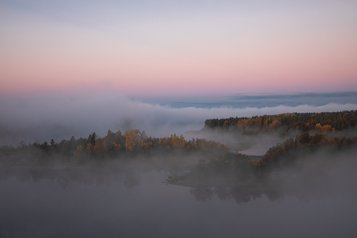 карелия, ладожские шхеры, осень, утро, туман., Сергей Захаров.