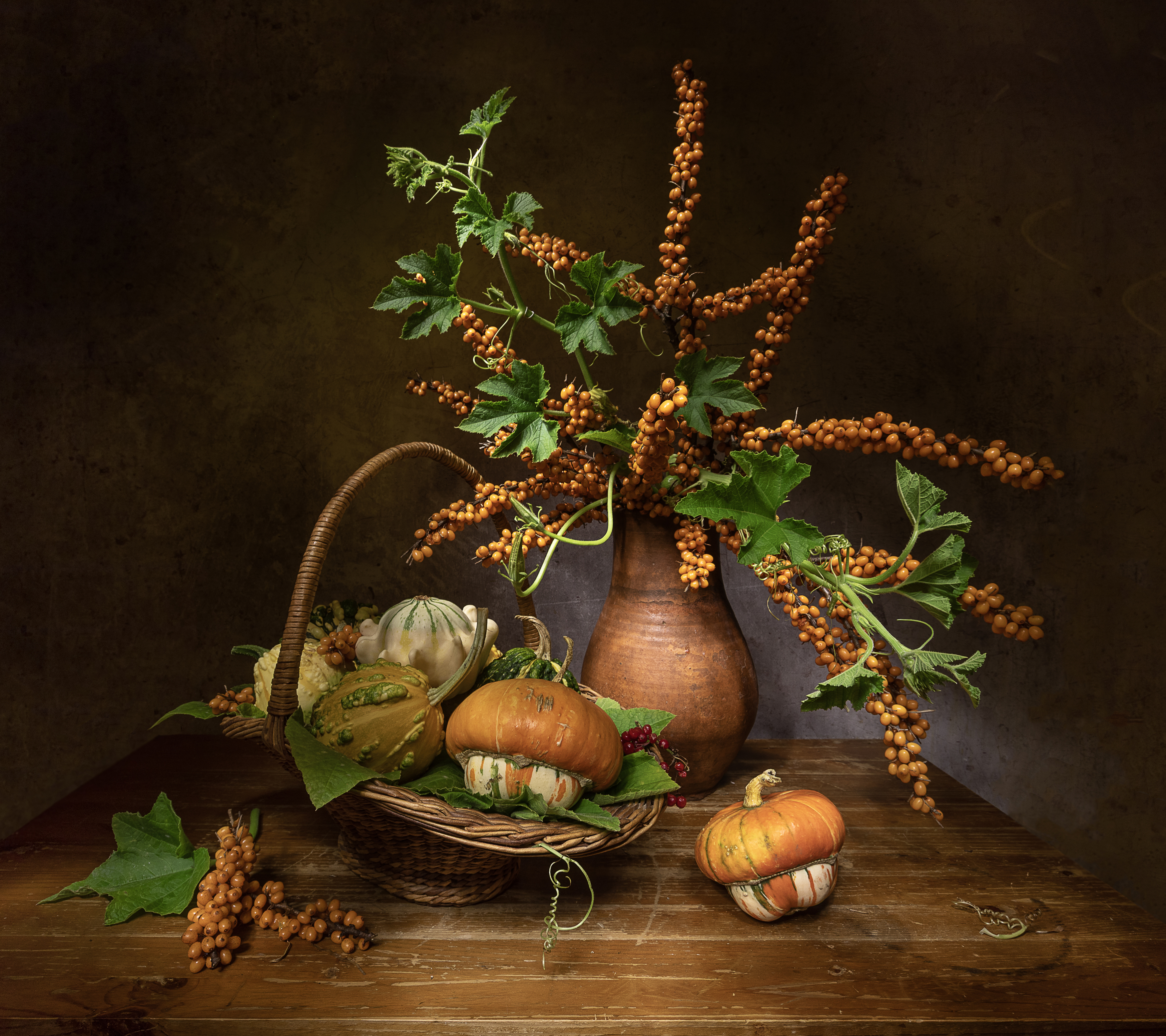 натюрморт, тыква, тыквы, облепиха, Татьяна Феденкова