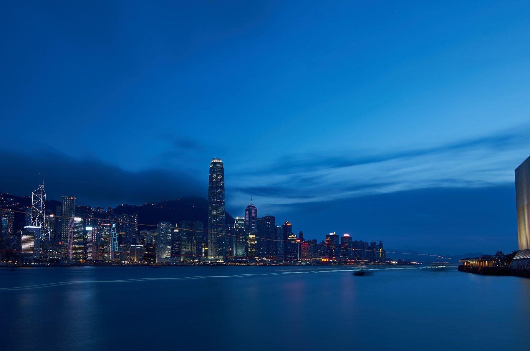 город, Гонконг, вода, закат, длинная выдержка, Георгий Муравьёв