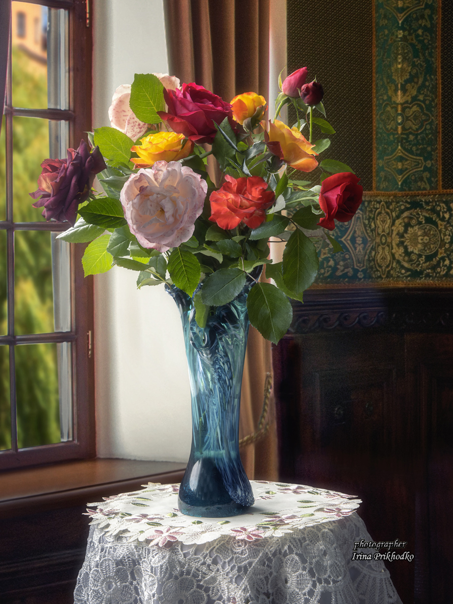натюрморт, цветы, розы, букеты, интерьер, Приходько Ирина