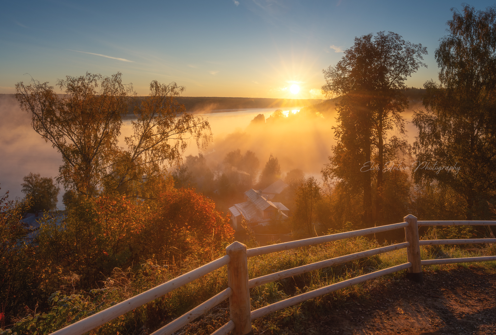 осень, пейзаж, туман, свет, рассвет, плёс, Elvis Antson