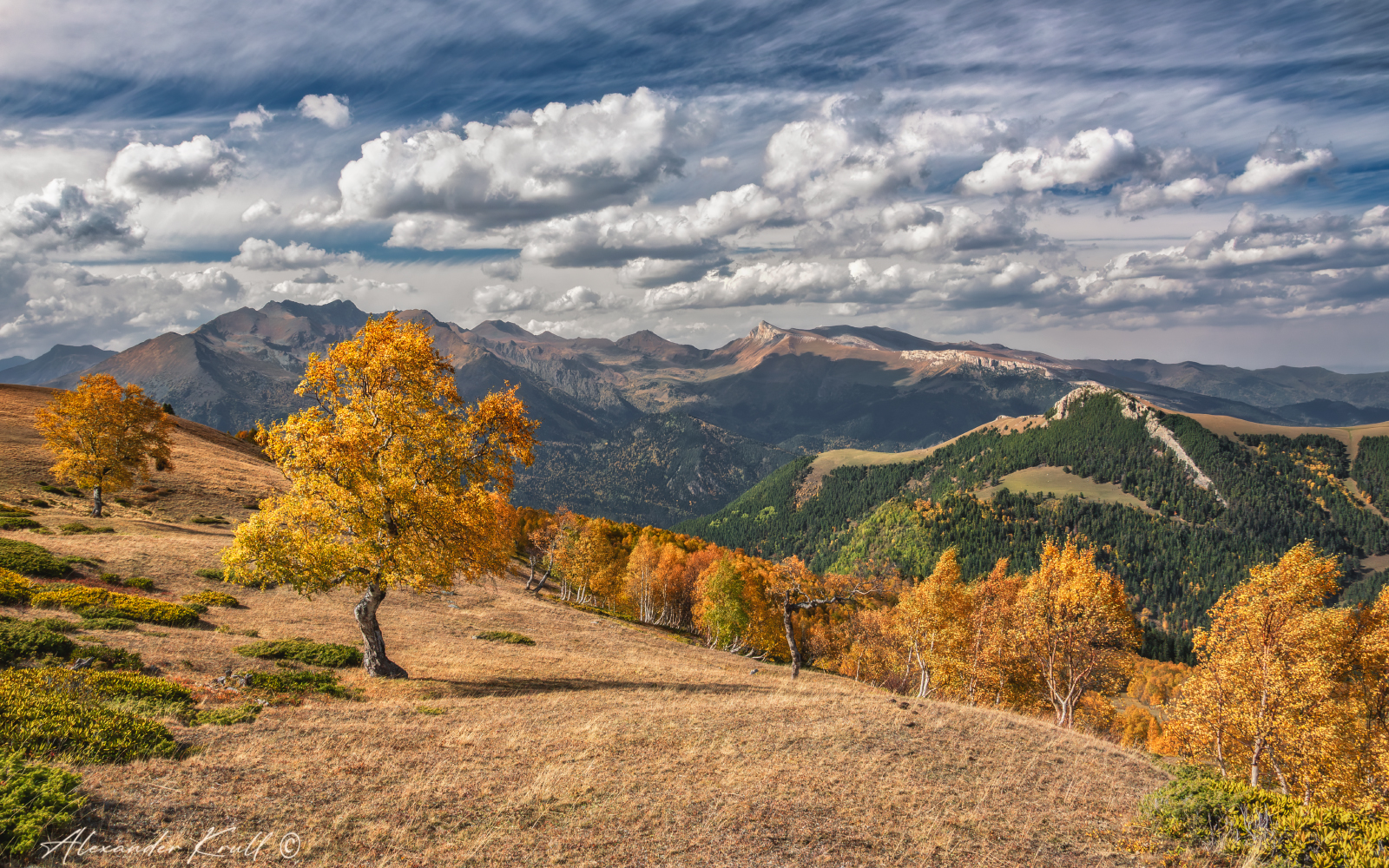 кчр, горы, осень, октябрь, березы, облака, Круль Александр
