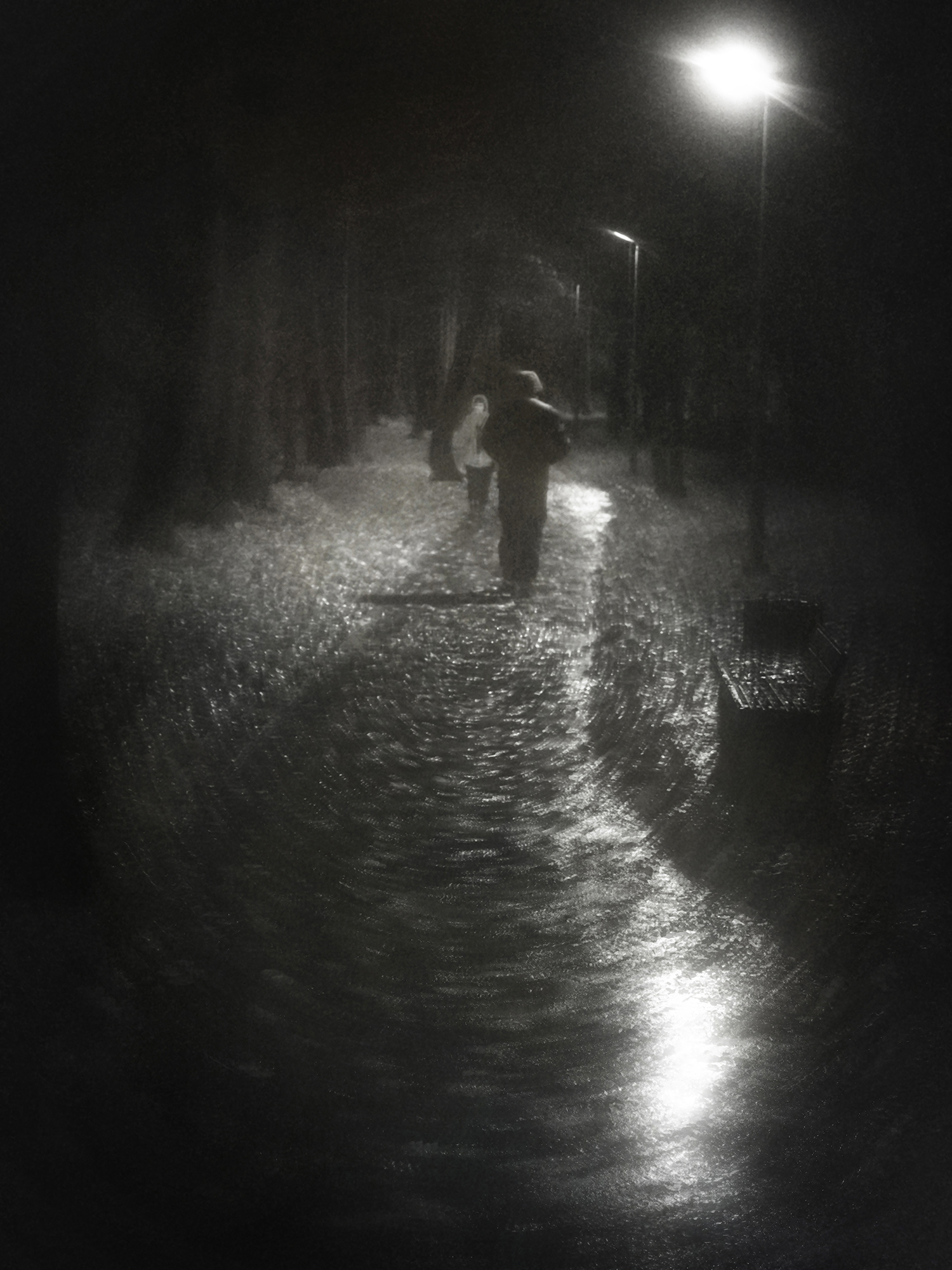 чб, стрит, дождь, ночь, Сергей Кот