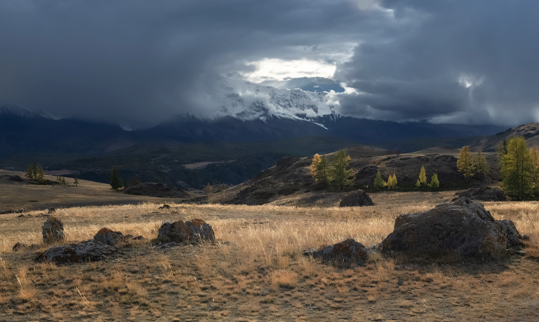 алтай, тучи, солнце, камни, непогода, Марина Фомина