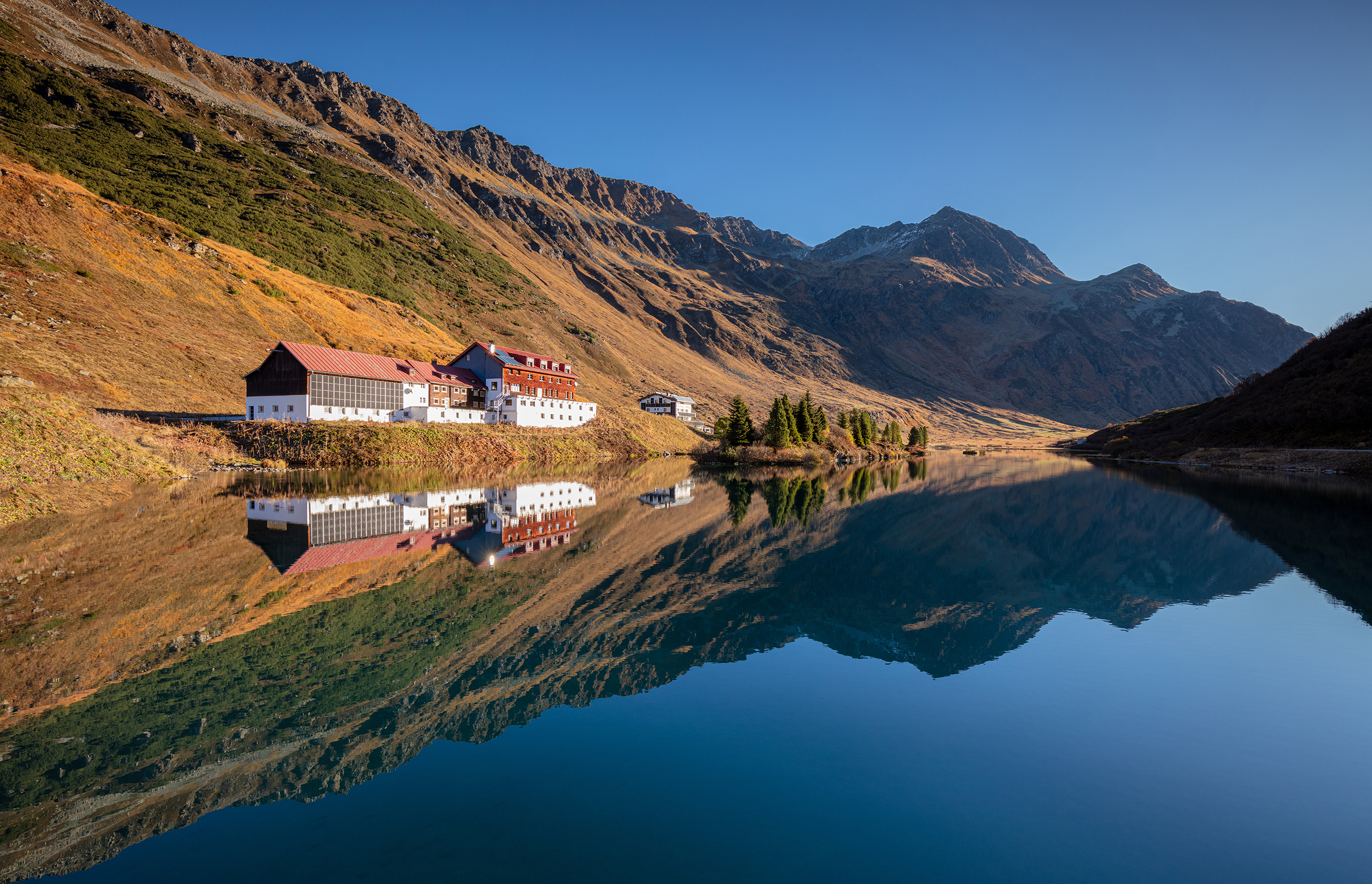 alps, mountains, austria, autumn, see, lake, mirror,  Gregor