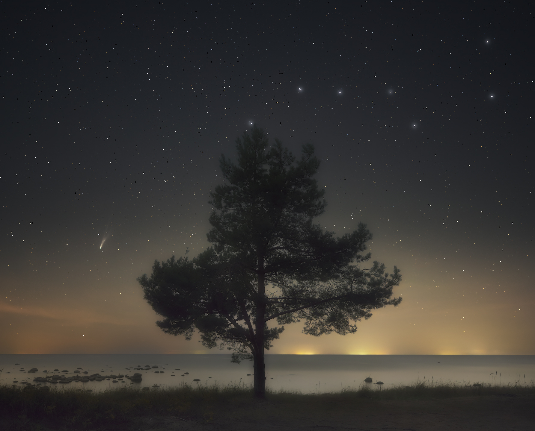 ночь, астропейзаж, комета, lemmon, Марголин Алексей