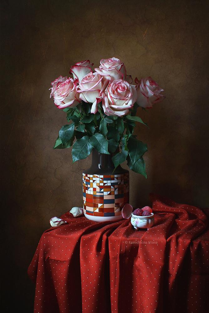 натюрморт, цветы, розы, мармелад, Курочкина Диана