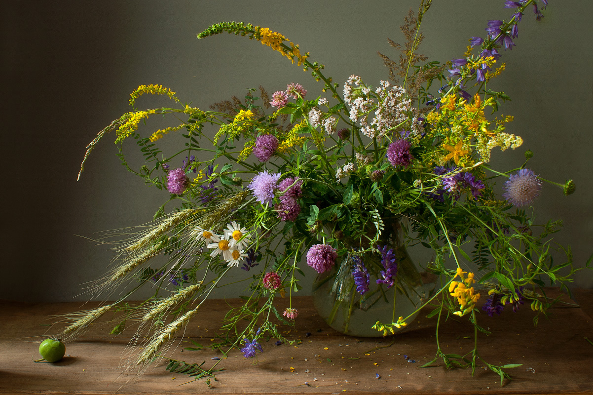 букет, натюрморт, цветы, колоски, лето, Колеснева Елена