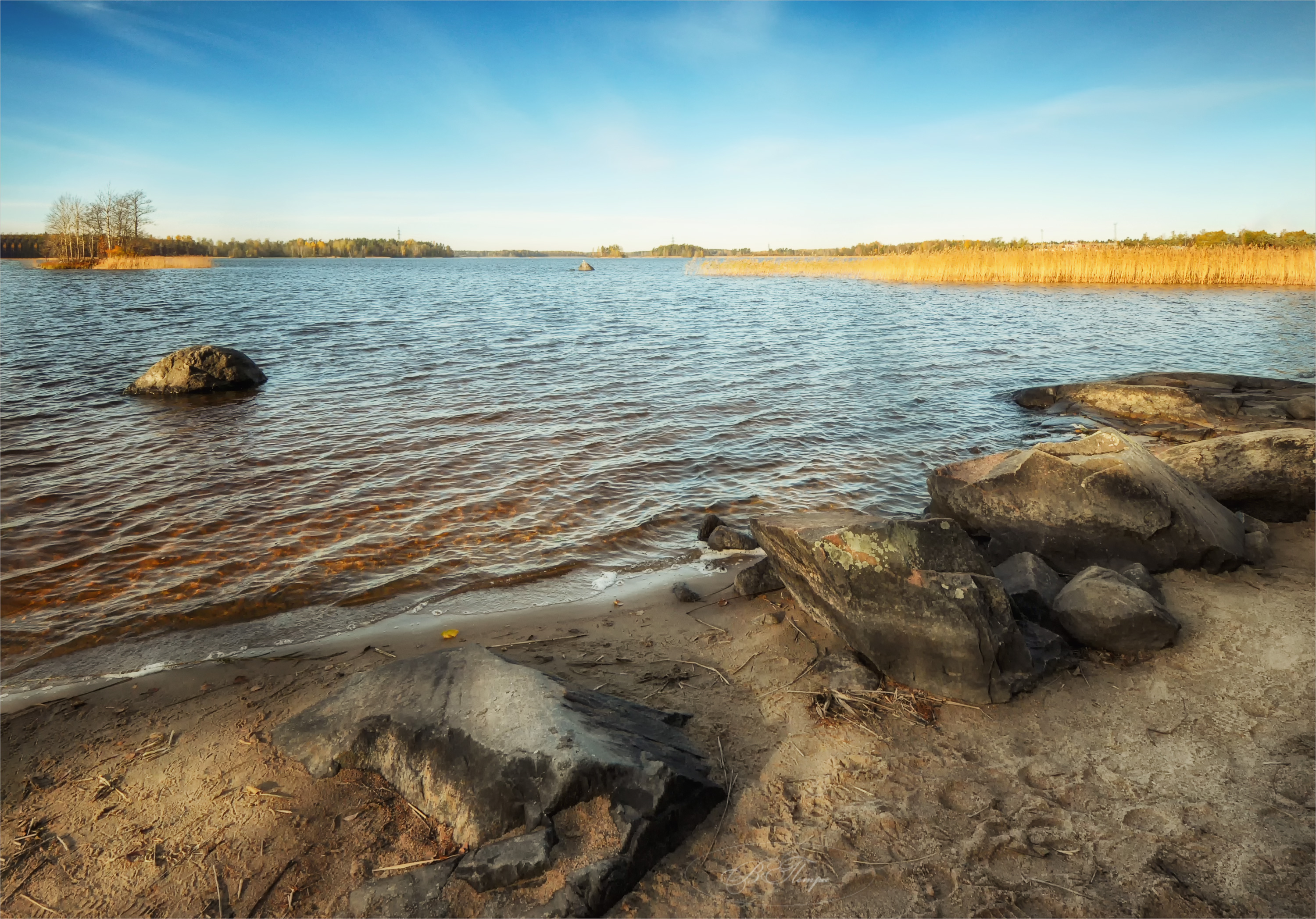 камни озеро островок тростник, Вера Петри
