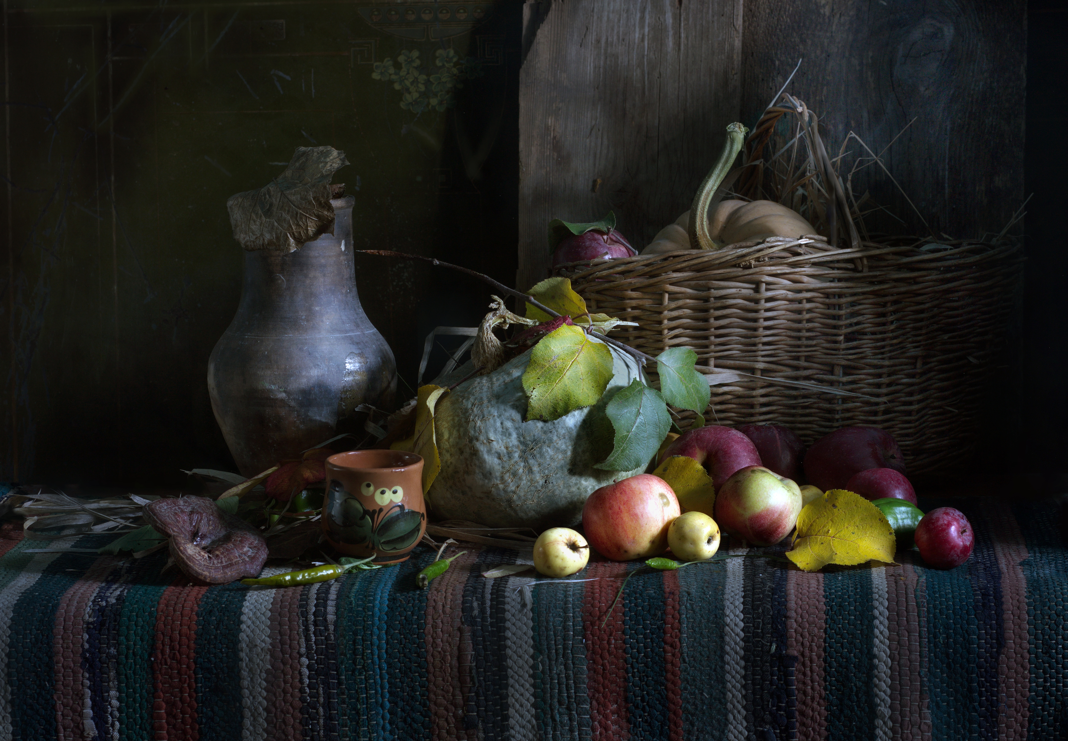 натюрморт, осень, тыквы, яблоки, Петровна Валентина