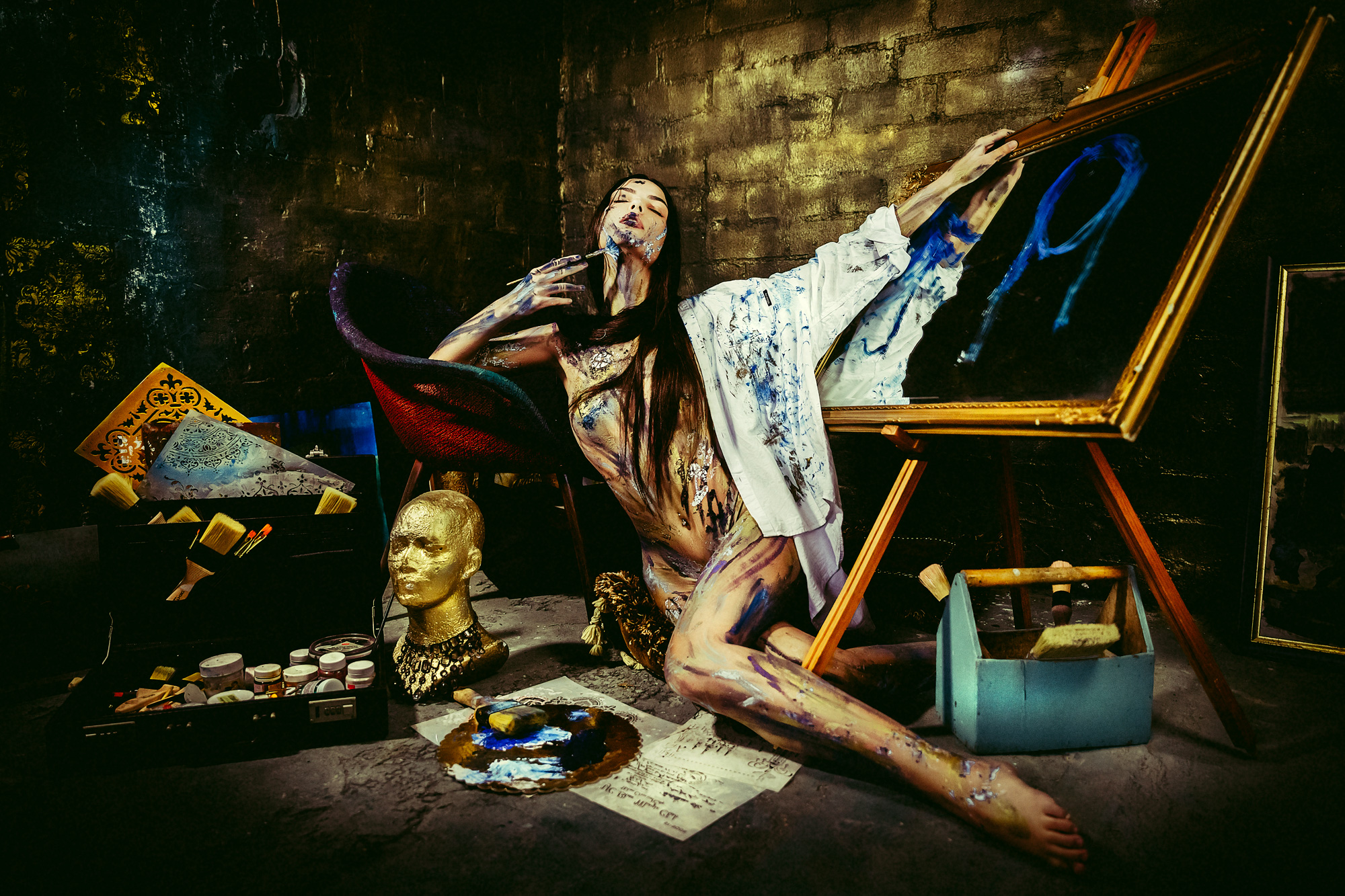 woman, portrait, conceptual, studio, bodyart, Болгов Руслан